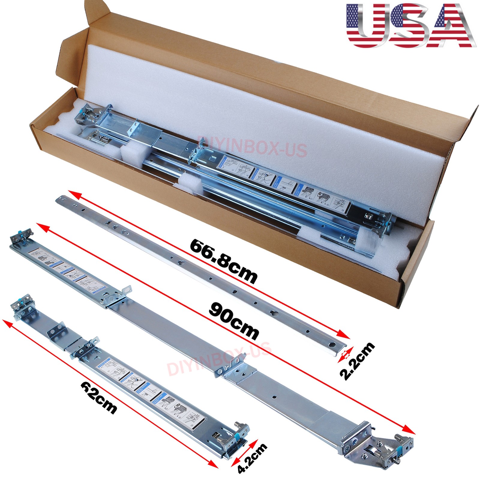 Dell R540 R540XD R720XD R730 R730XD 2/4 Post Rack 2U Static Rails H872R 0H872R