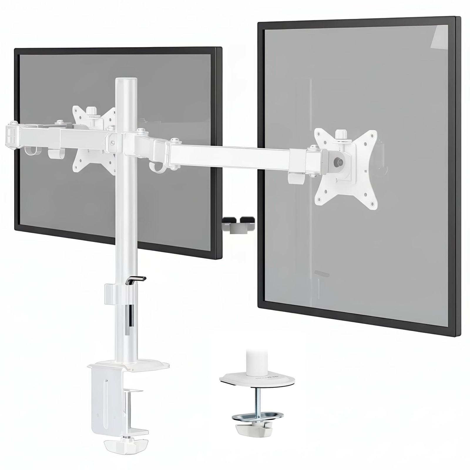 MountIt Dual Monitor Mount Desk Full Motion White Steel 1732 Inch 19.8 lbs