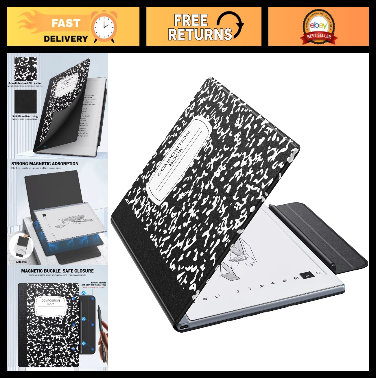 Lightweight Ultra-Thin Folio Case for 10.3" Remarkable Tablet 2 - Magnetic Cover