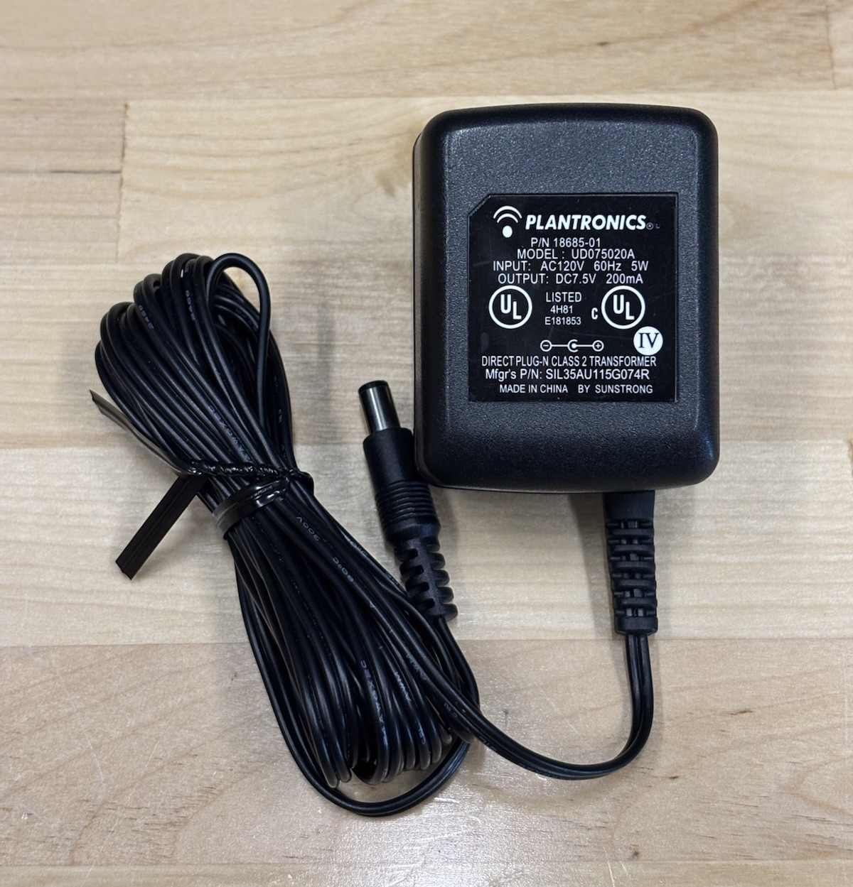 Genuine Plantronics AC Adapter UD075020A 18685-01 Power Supply 7.5V 200mA OEM