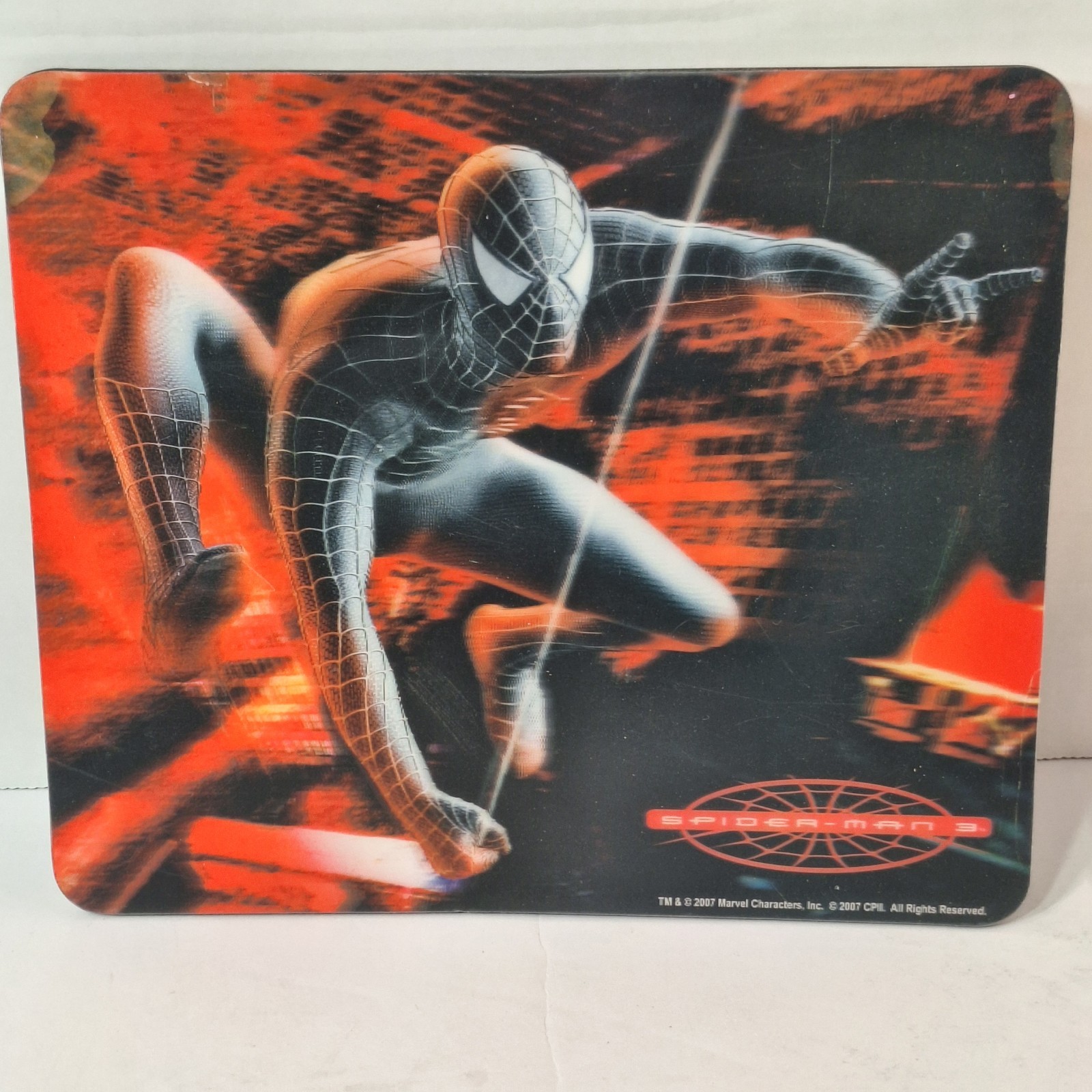 Vtg Rare 2007 3D Spider Man-3 Promo Mouse Pad Marvel Toby Maguire Blk Suit Swing