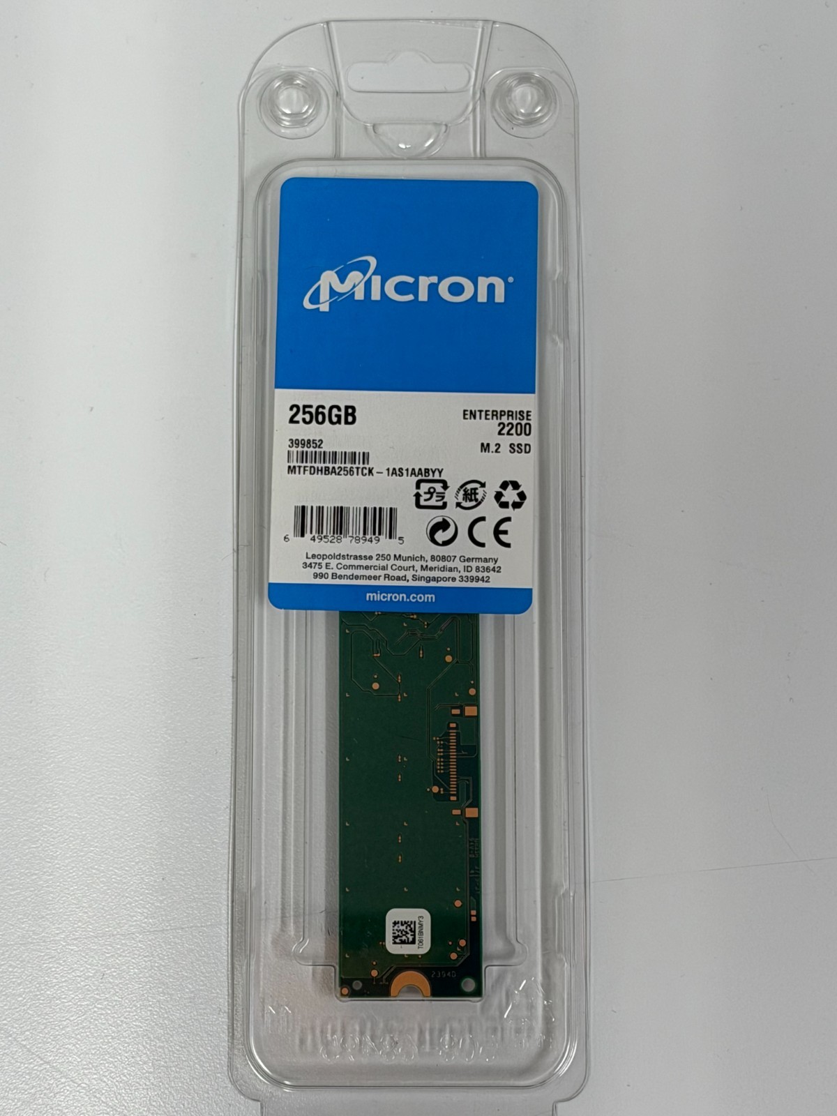 Micron 2200 MTFDHBA256TCK-1AS1AABYY 256GB NVMe PCIe3.0x4 TLC M.2 22x80mm SSD