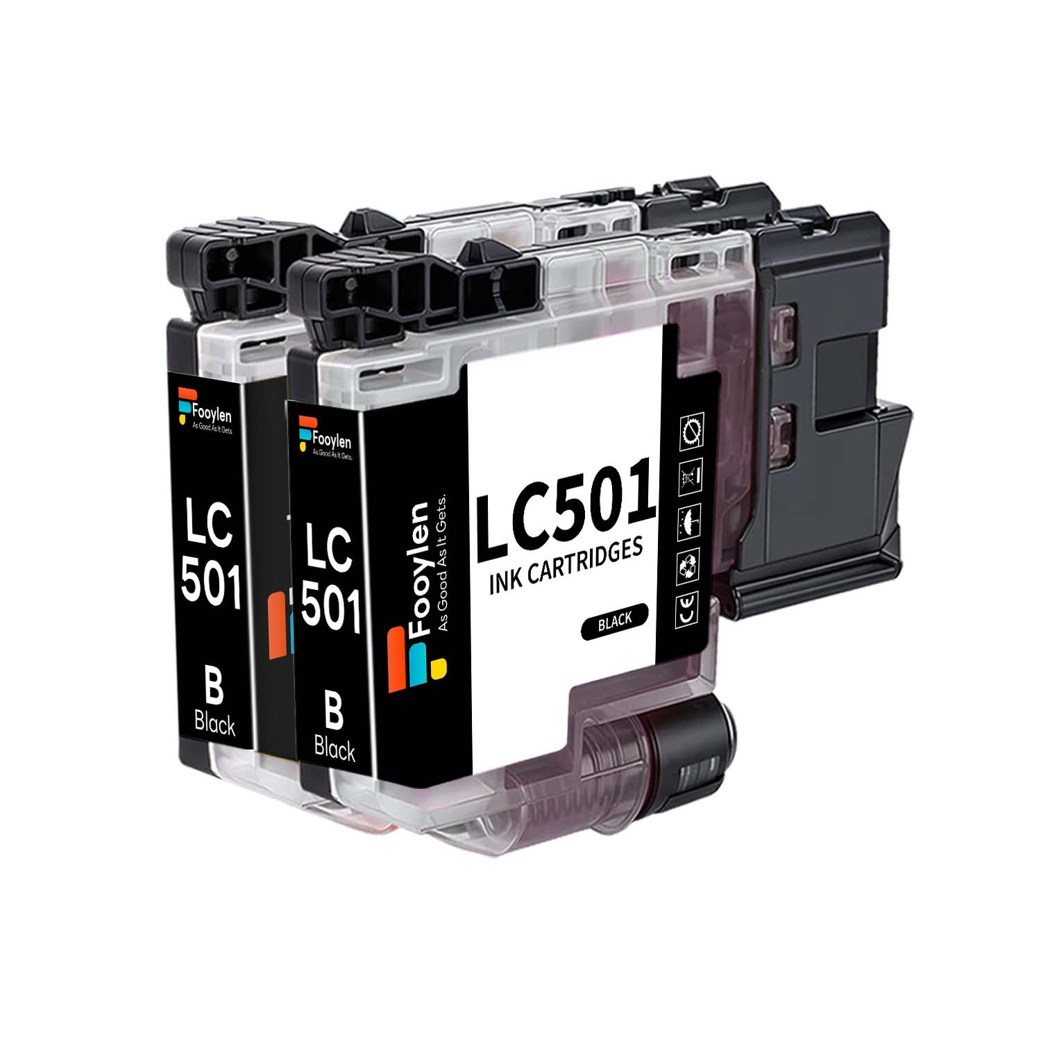 2X Black LC501 Ink Cartridges For Brother MFC-J1260DW MFC-J1360DW J1410DW