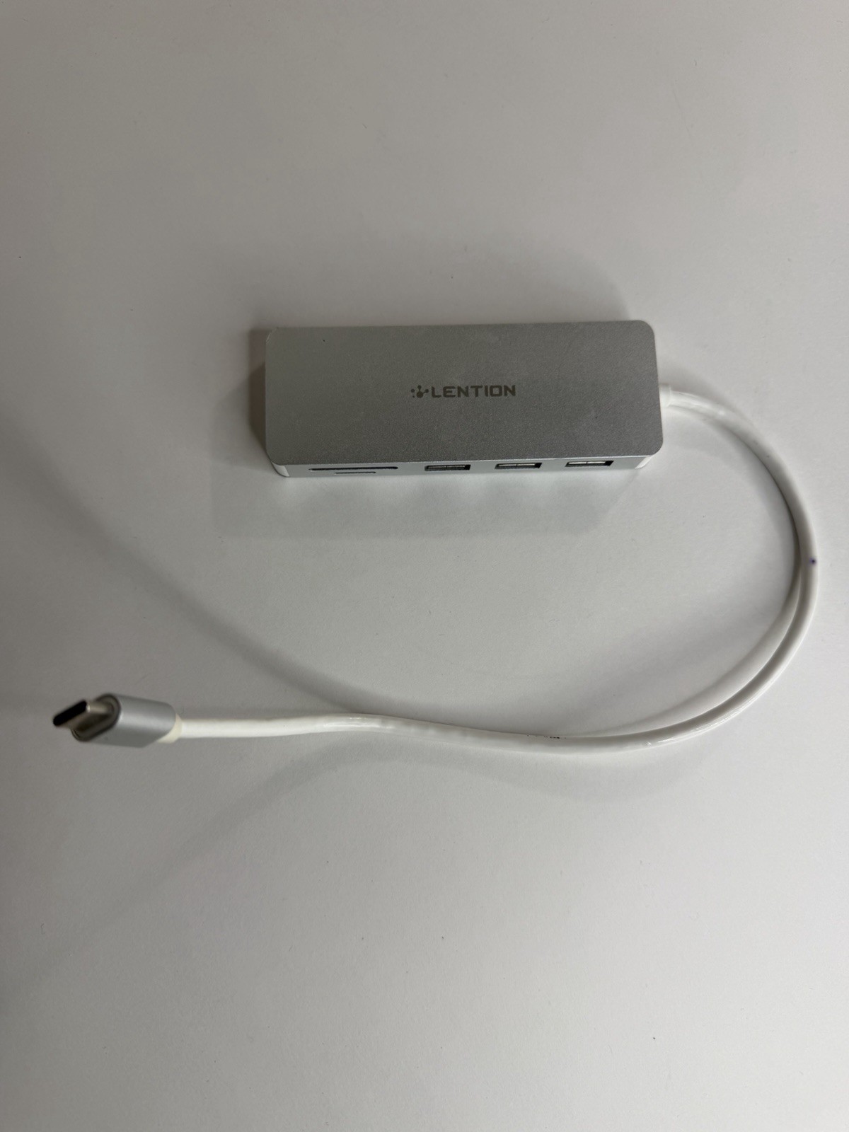 LENTION USB-C to 3 Ports USB 3.0 Hub Adapter SD Card Reader Silver