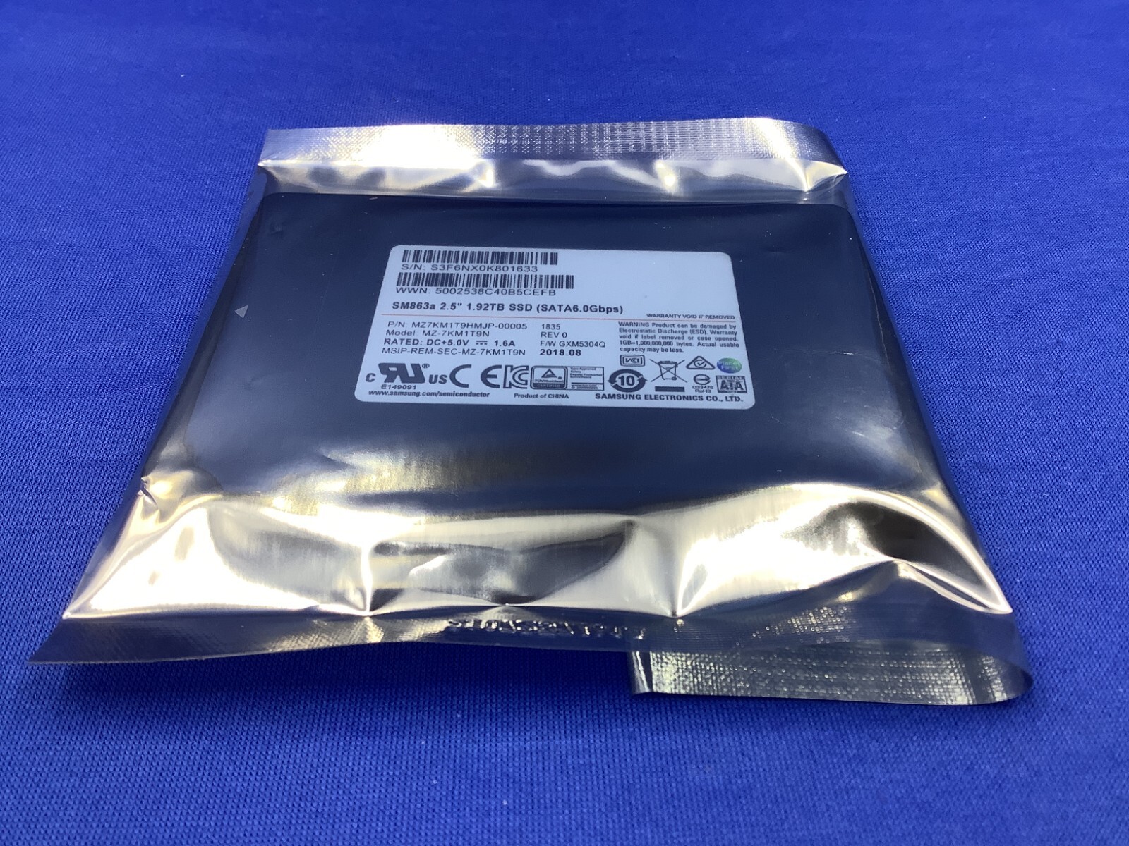 MZ-7KM1T9N Samsung SM863a 2.5'' 1.92TB 6Gbps SATA SSD MZ7KM1T9HMJP