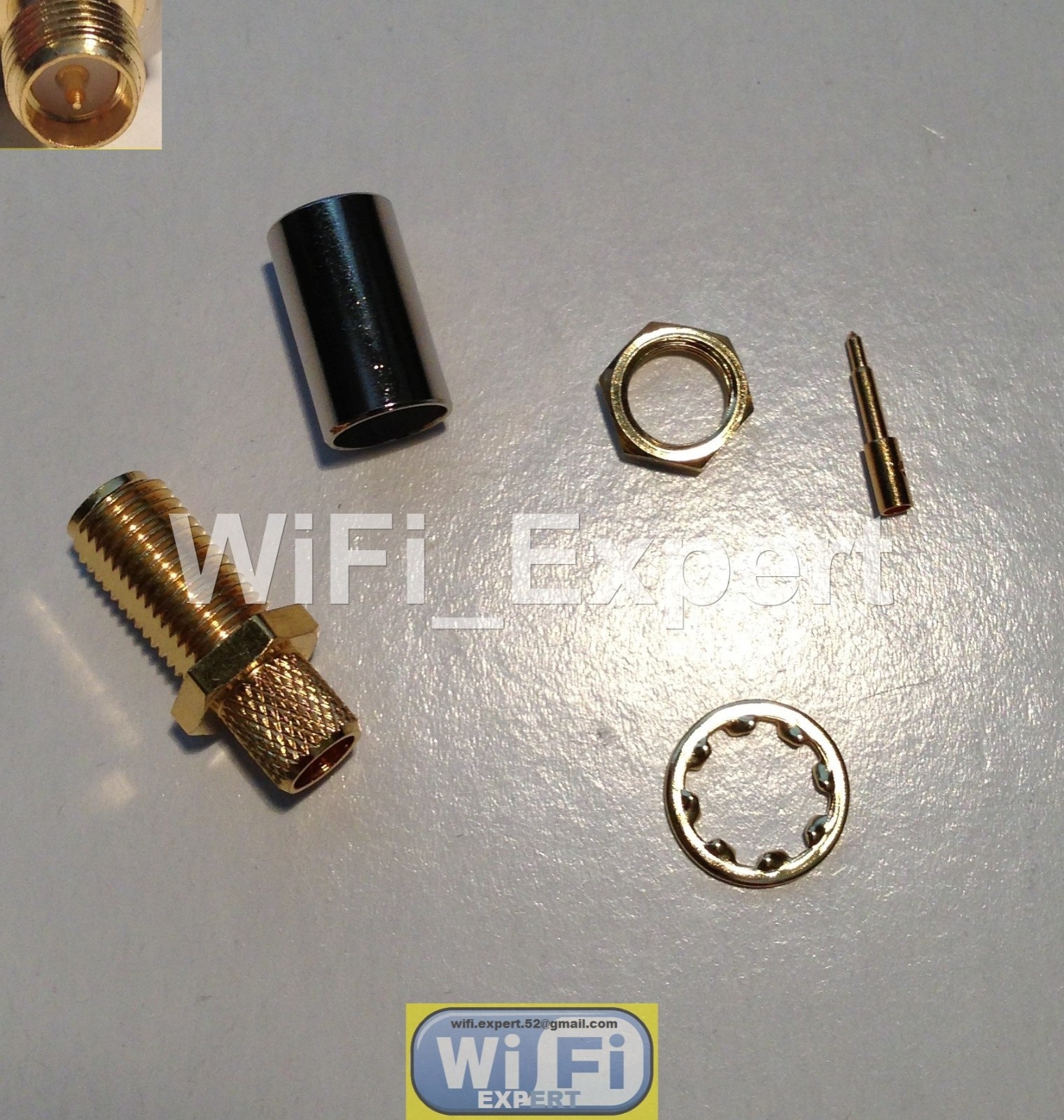 RP-SMA Bulkhead male pin crimp RG58 RG142 RG400 LMR195 cable RF Connector USA