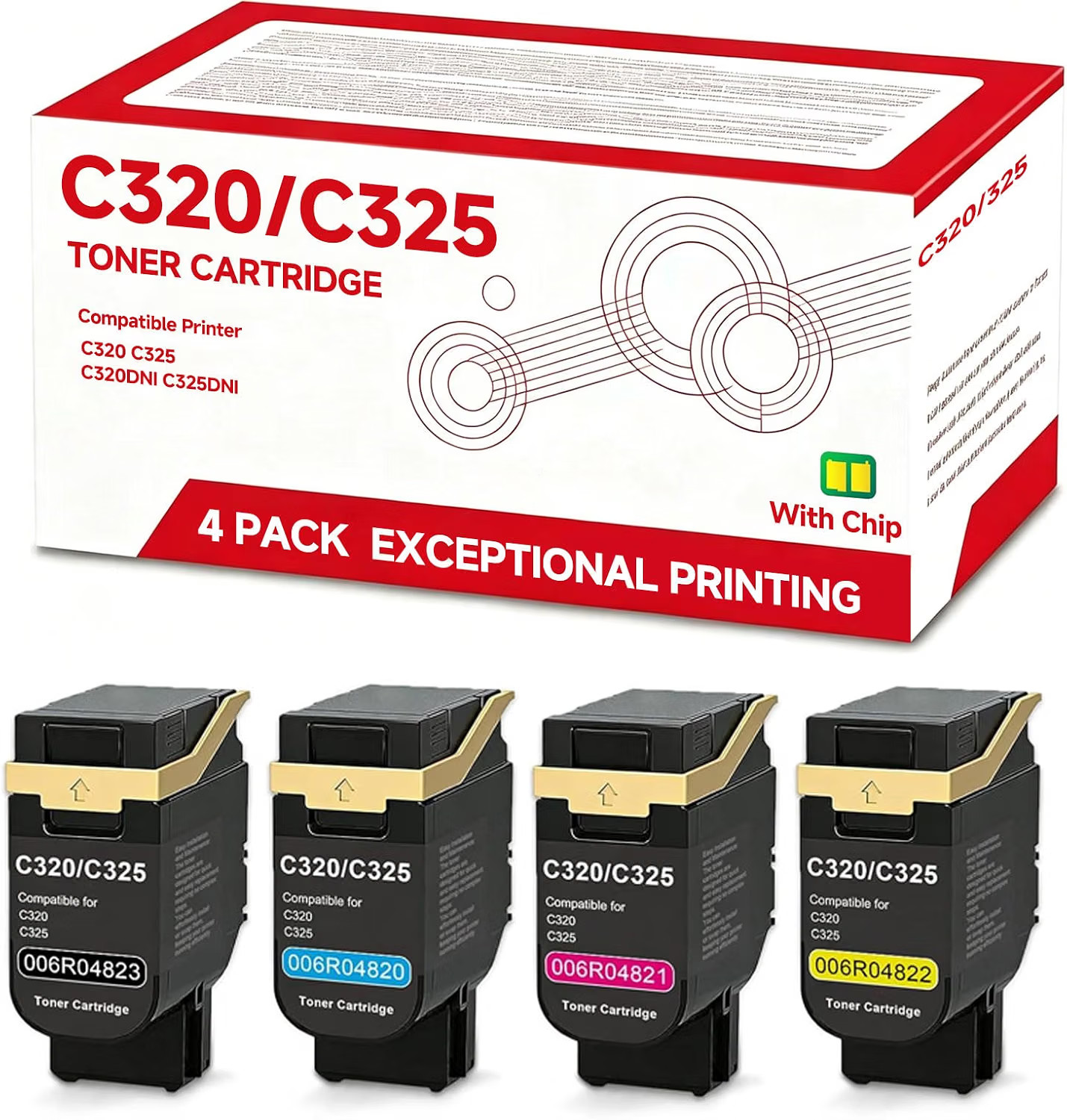 *NEW* C320 C325 Toner Cartridge for Xerox C320DNI C325DNI (W/ Chip) 4 Pack BCMY