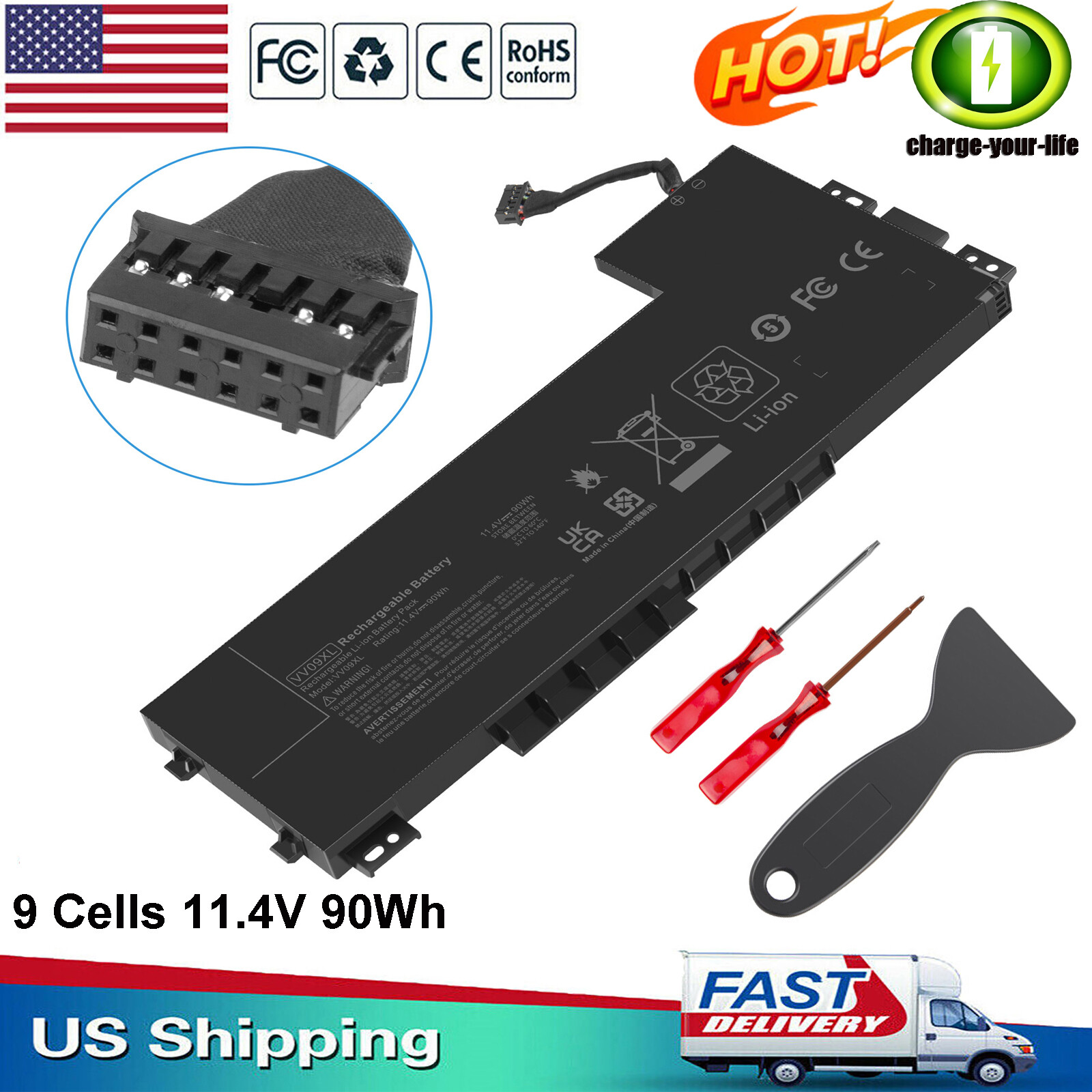  9 Cells VV09XL Laptop Battery For HP ZBOOK 15 G3 G4 808452-001 808452-002 90Wh