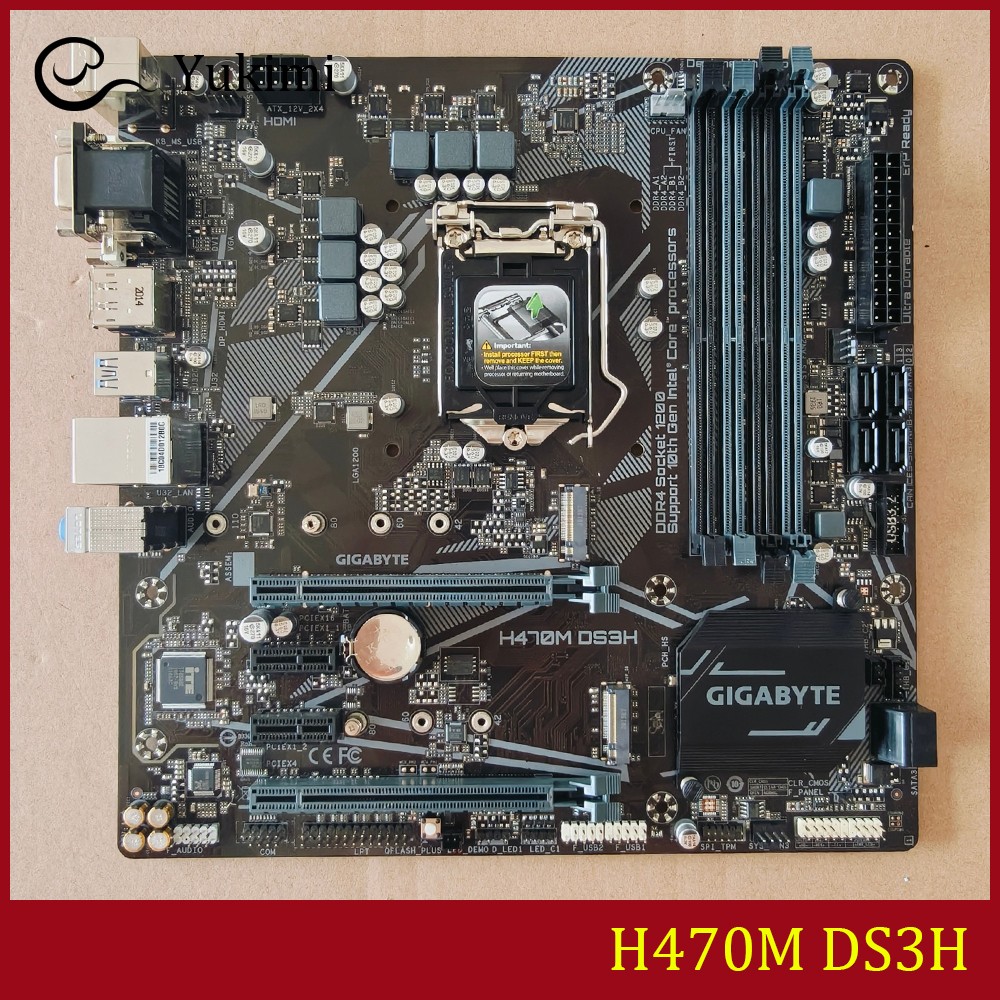 FOR GIGABYTE H470M DS3H DDR4*4 LGA1200 128GB HDMI DVI-D VGA Ｍotherboard Test OK