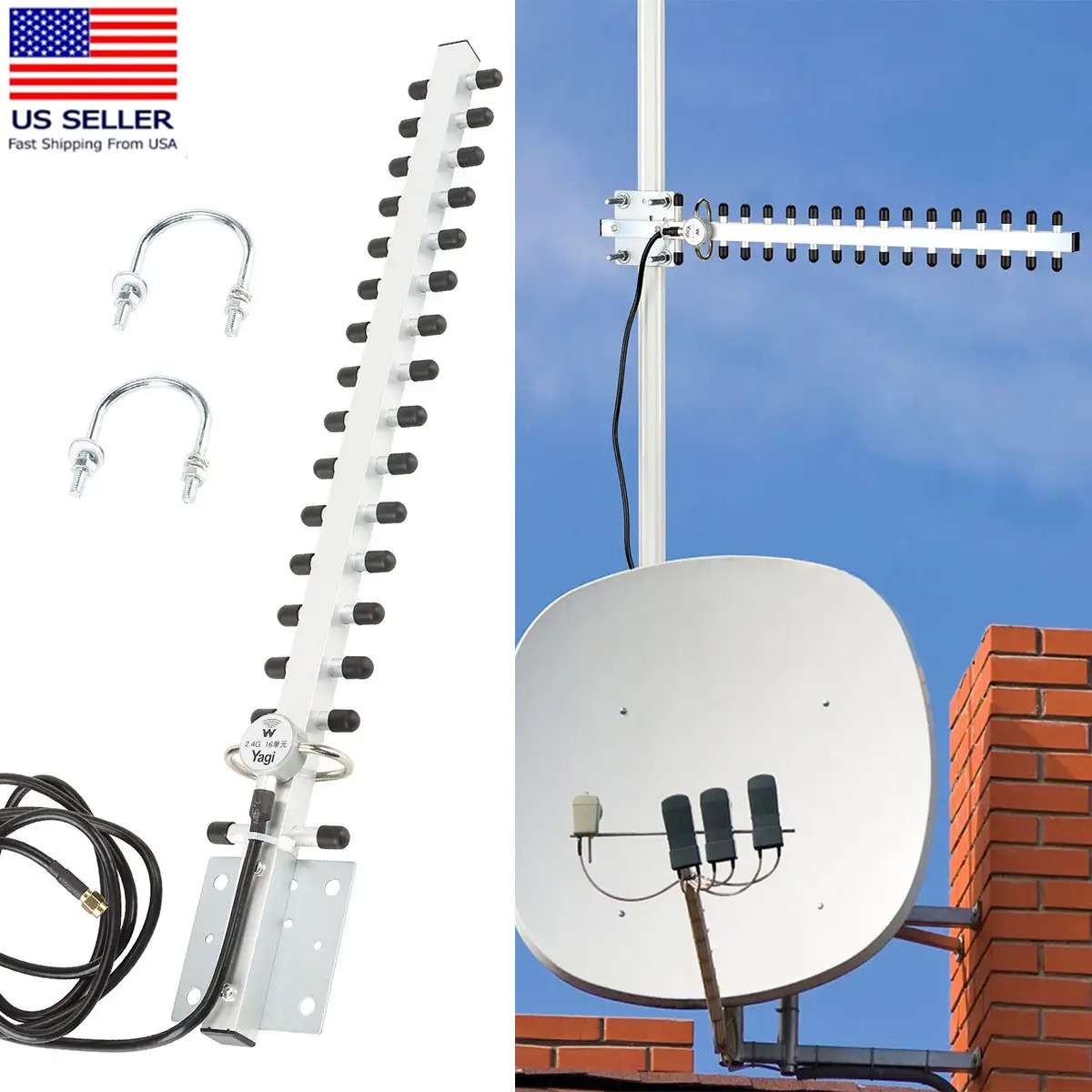 2.4G Yagi WiFi Antenna 25dBi Outdoor Directional Signal for Wireless Card Router