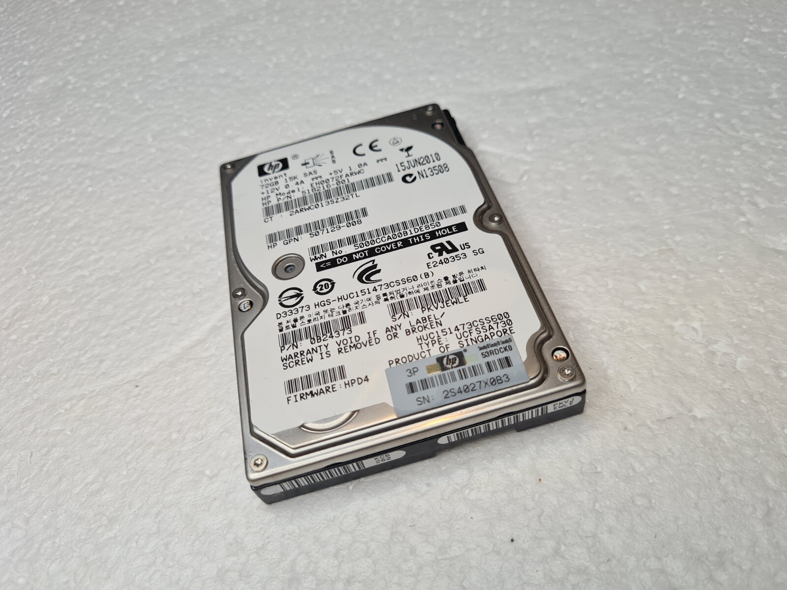 HP 518216-001 72GB SAS 15K 3Gbps SFF Hard Drive  HDD EH0072FARWC