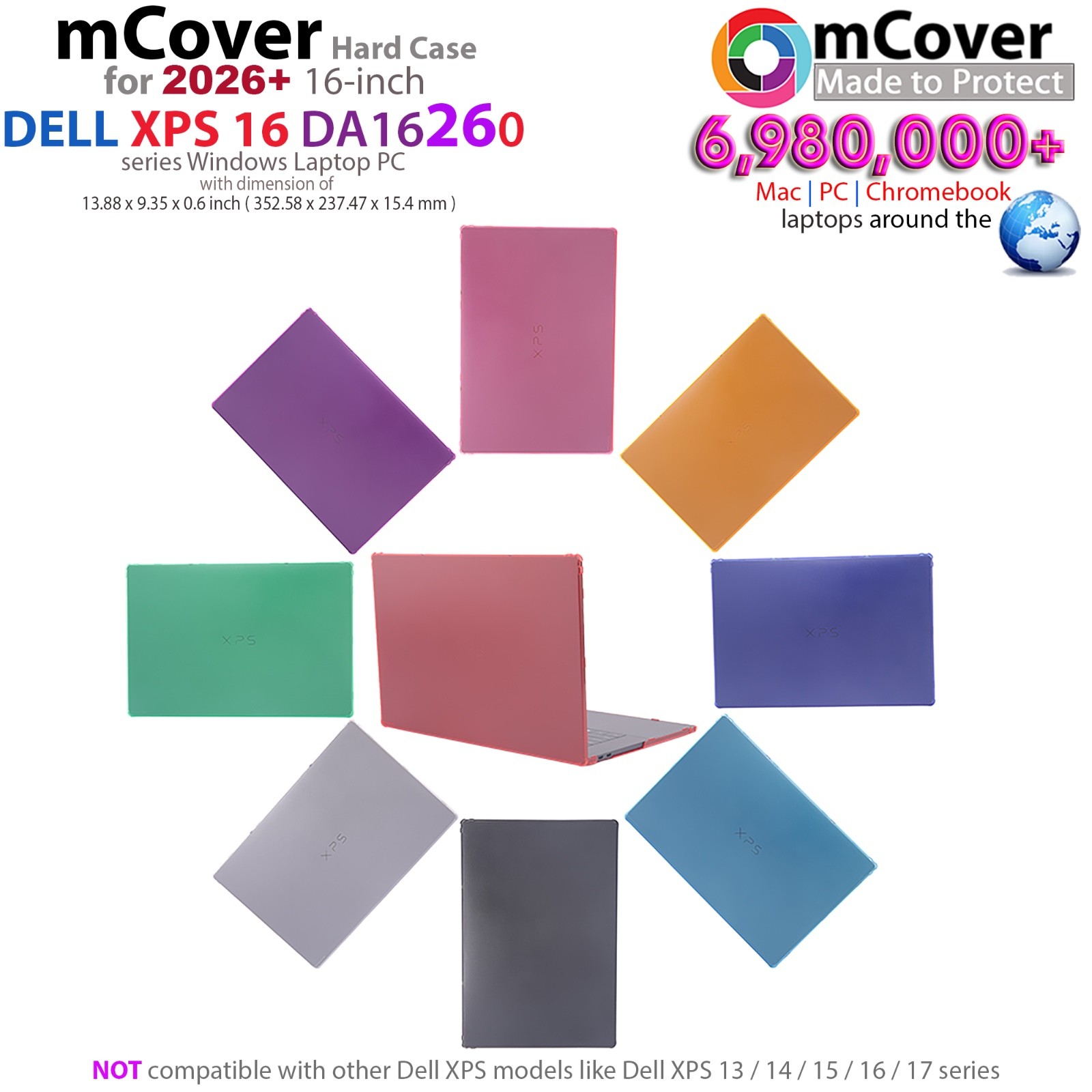 NEW mCover HARD CASE for 2026+ 16" Dell XPS 16 DA16260 series Windows Laptop  PC