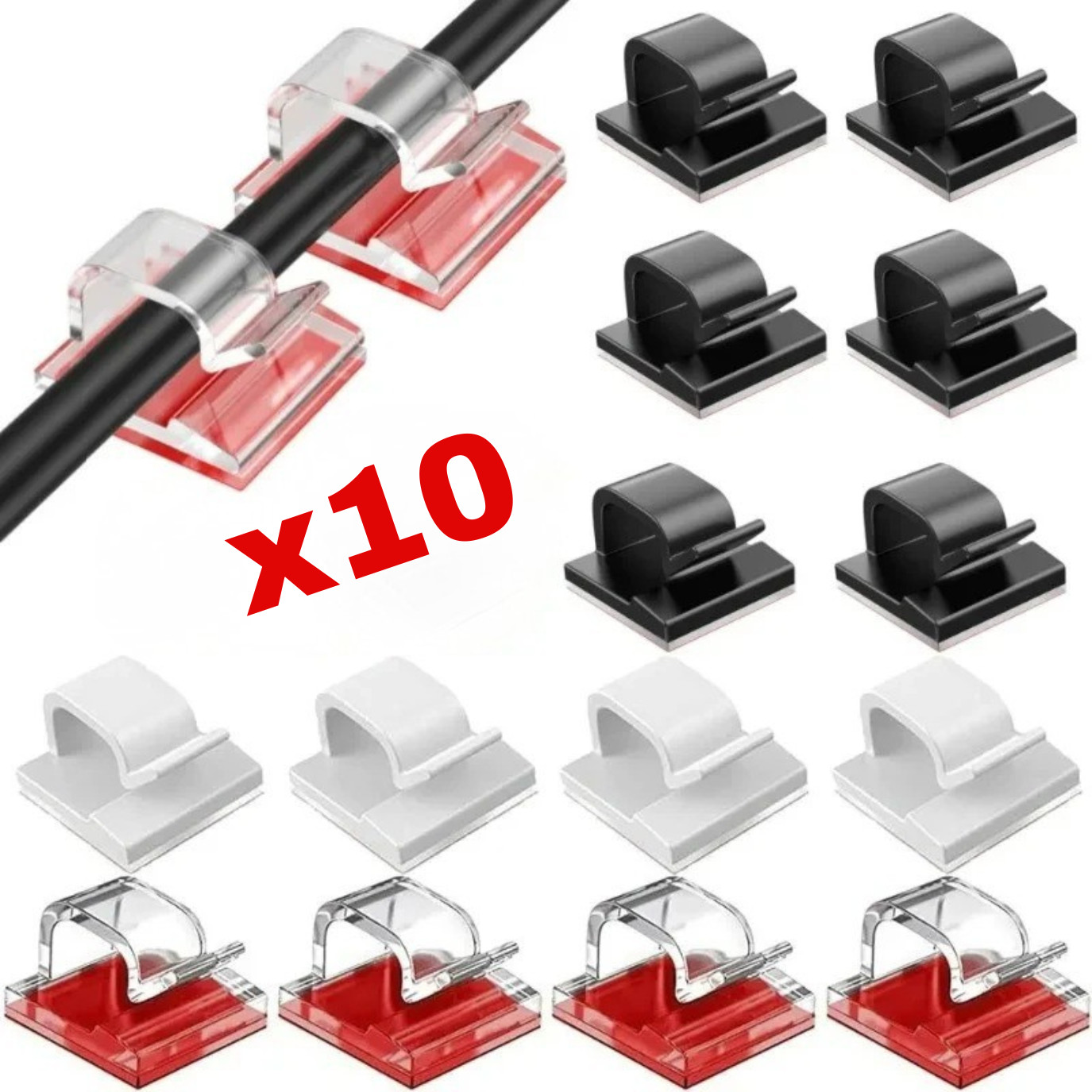 Cable Organizer Clips Strong Adhesive Desk Wire Holder Home 10PCS