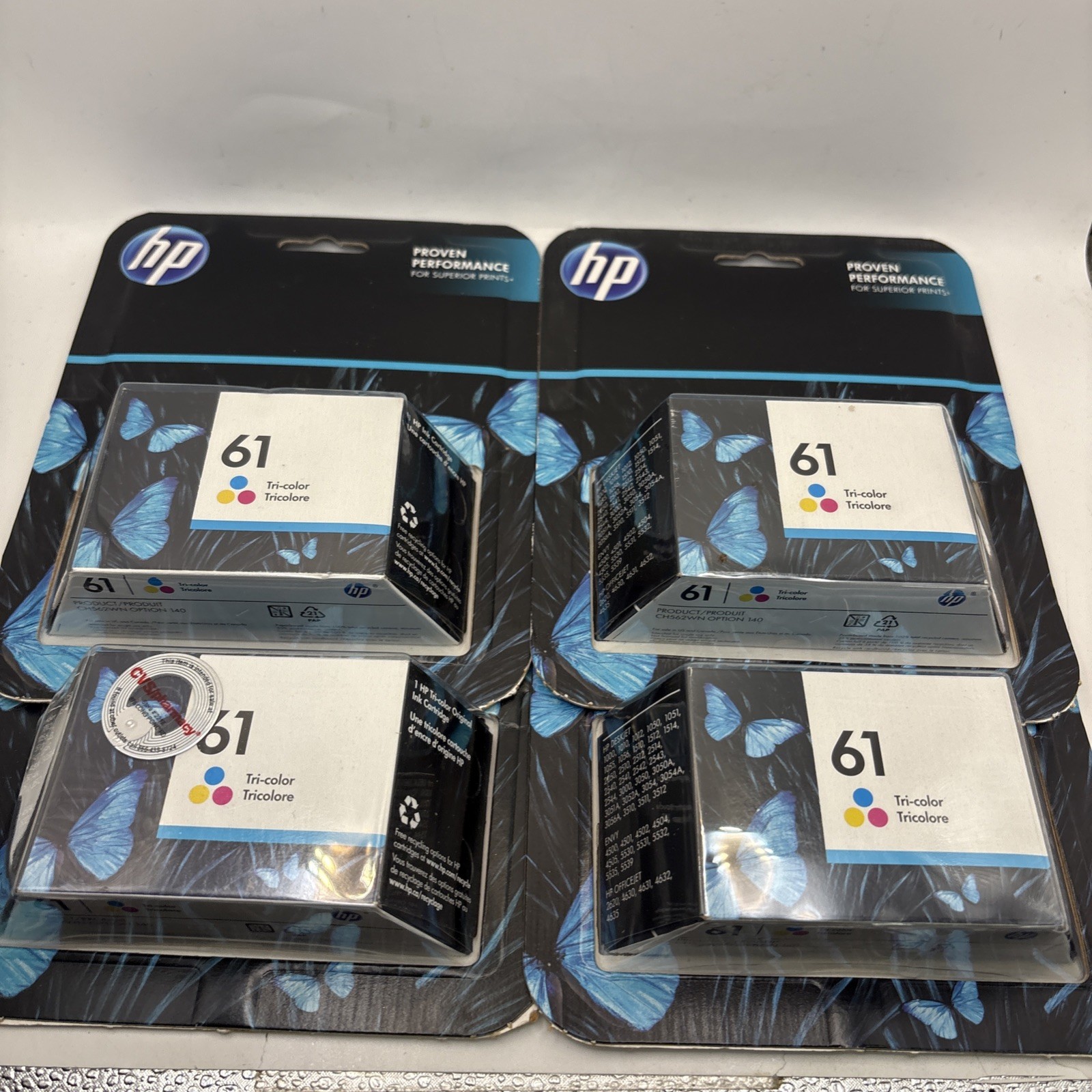 Lot of 4 Genuine HP 61 Tri-color Ink Cartridges CH562WN New Sealed **READ DESCRI