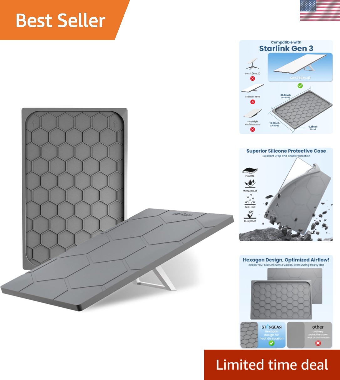 Stylish Silicone Starlink Gen 3 Protector - Hexagonal Design & Weatherproof