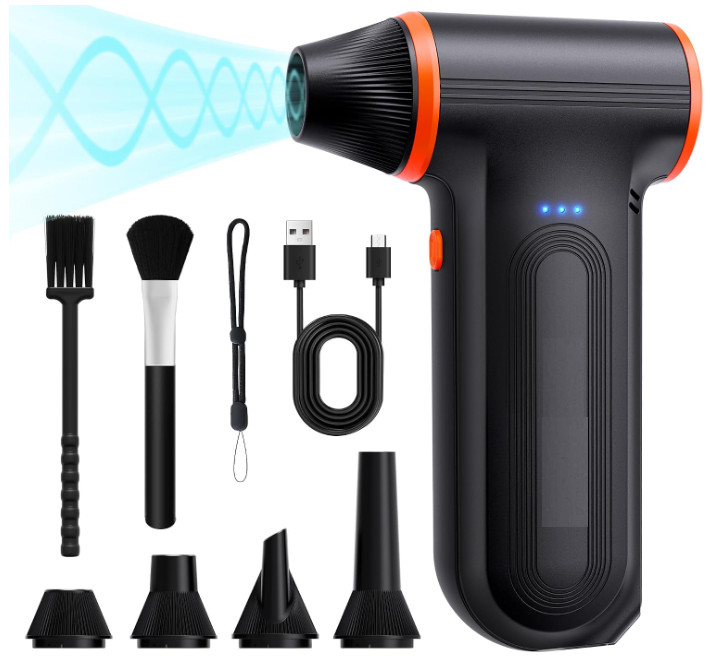 Soplador de Aire Recargable 150000 RPM, 3 Velocidades y Boquillas para Limpieza