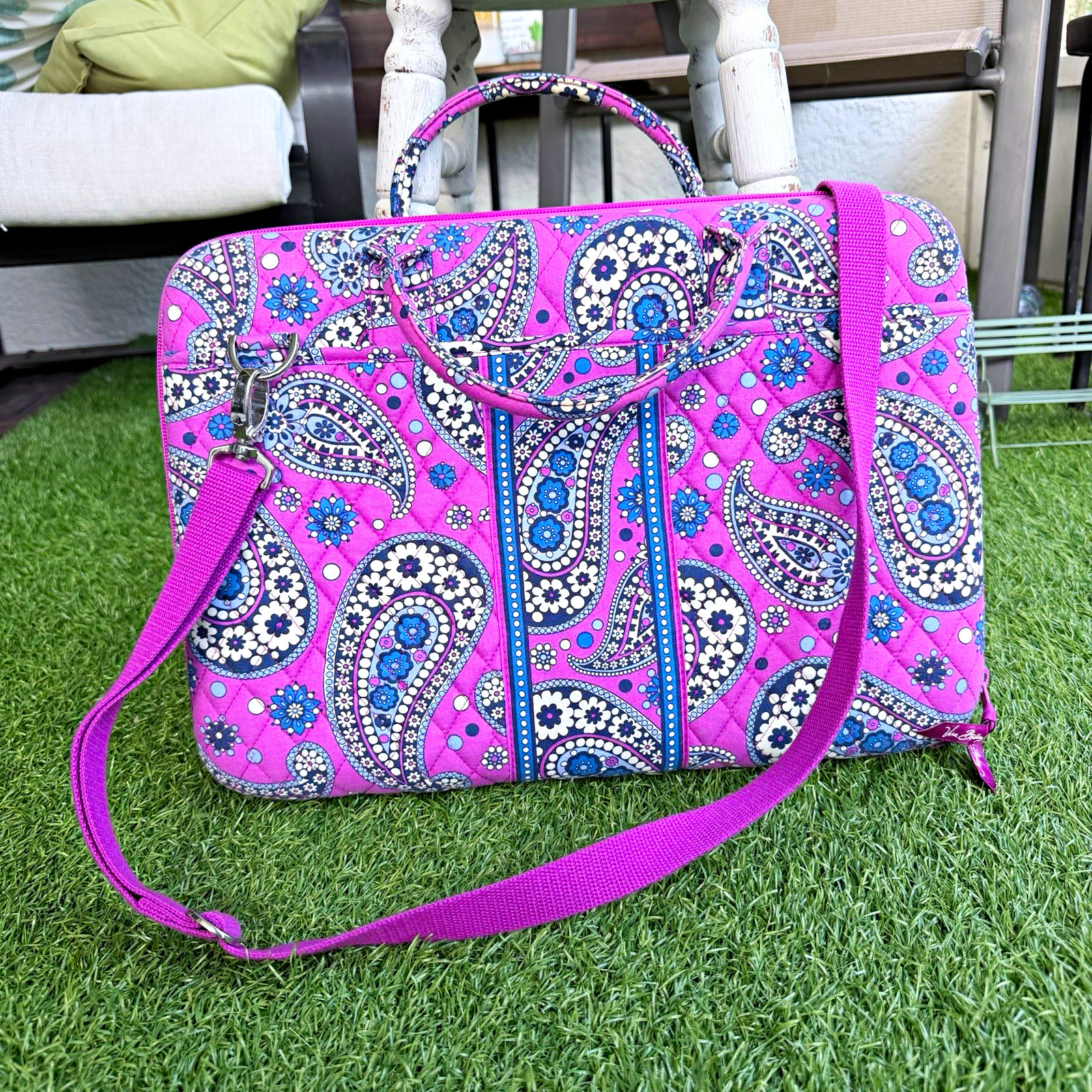 Vera Bradley Very Berry Paisley Laptop Bag 16" Shoulder Strap Retired