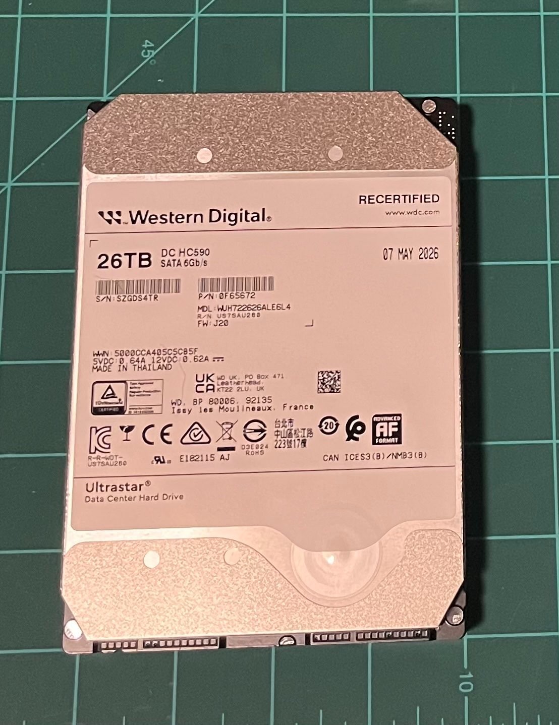 Lot of 4 WD Recertified 26TB Ultrastar DC HC590 WUH722626ALE6L4 SATA 7.2K