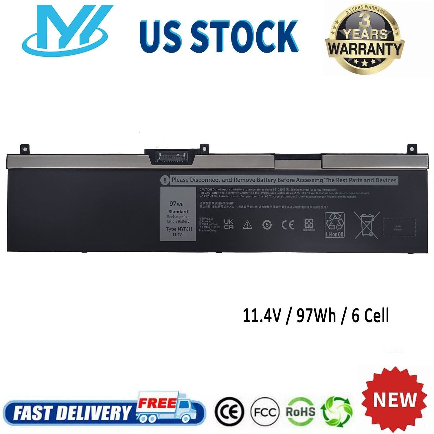 ✅NYFJH Battery For Dell Precision 7530 7730 7540 7740 P34E P74F 0WMRC GW0K9 97Wh