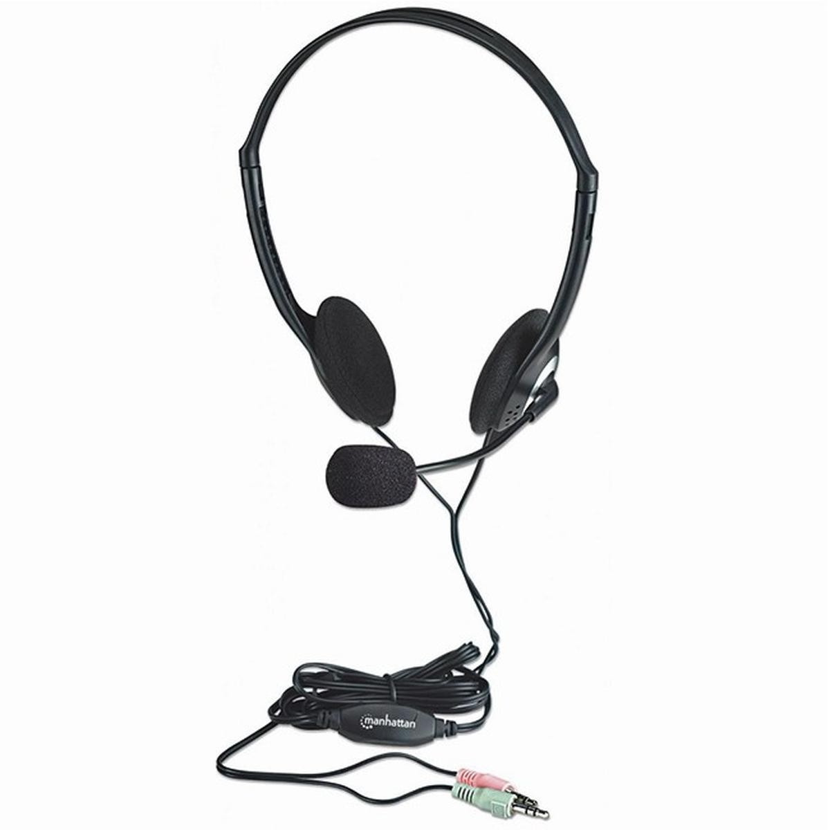 Manhattan 164429 Stereo Headphones With Microphone And Volume Control_