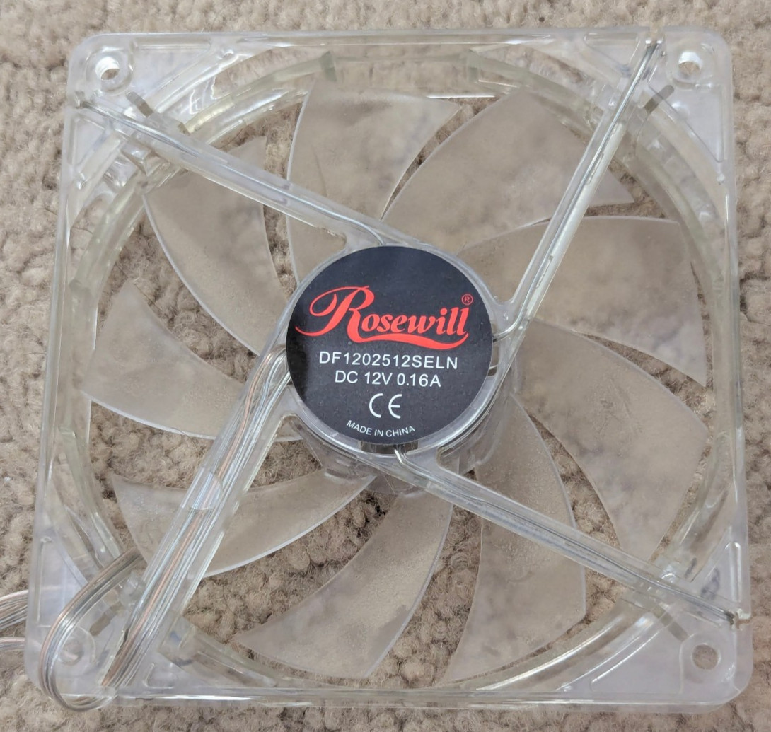 Rosewill 120mm Clear Case Fan with RED LEDS - DF1202512SELN