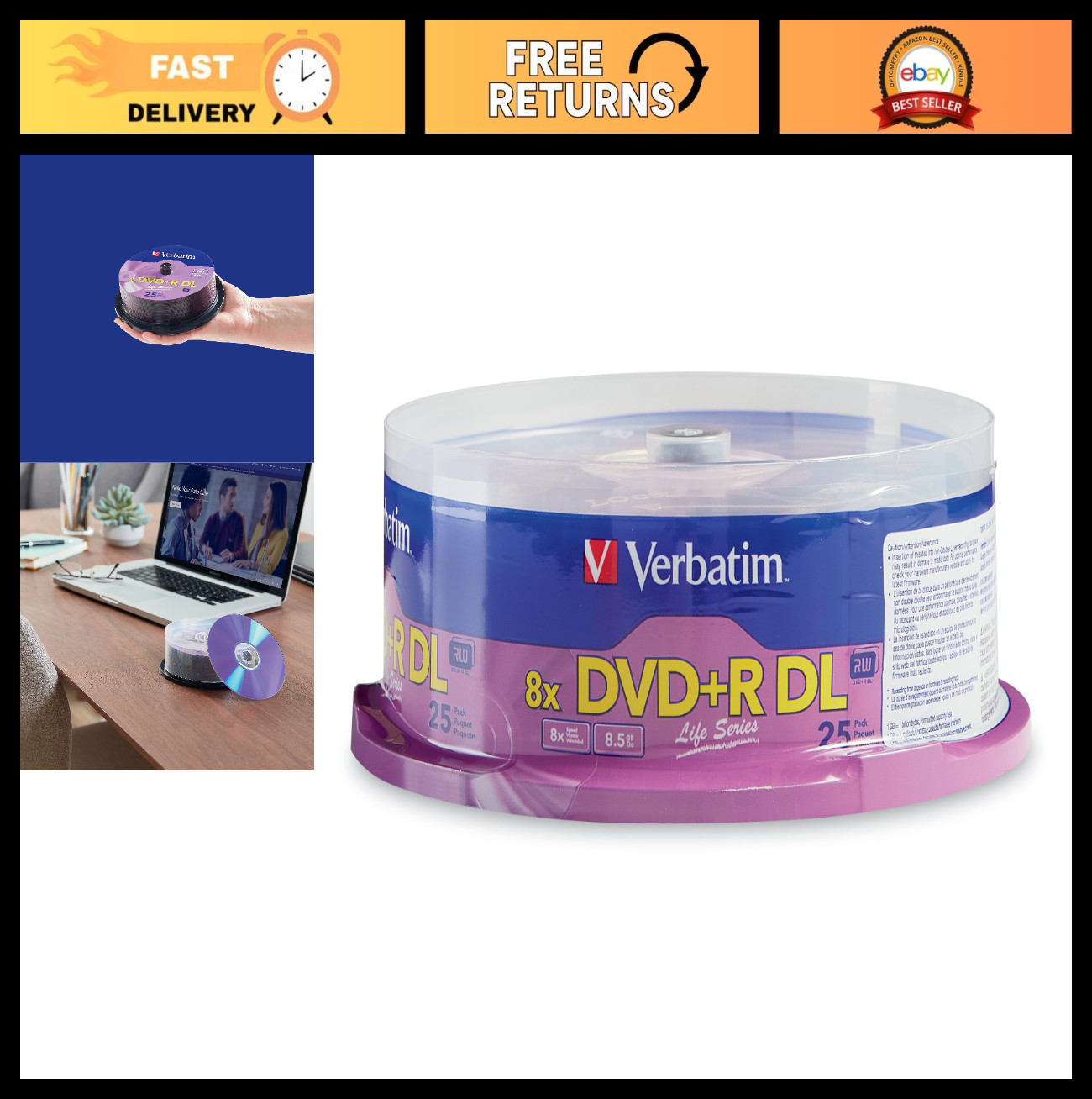 25 Pack DVD+R DL Double Layer 8.5GB 8X Blank Discs - High Capacity Media Storage