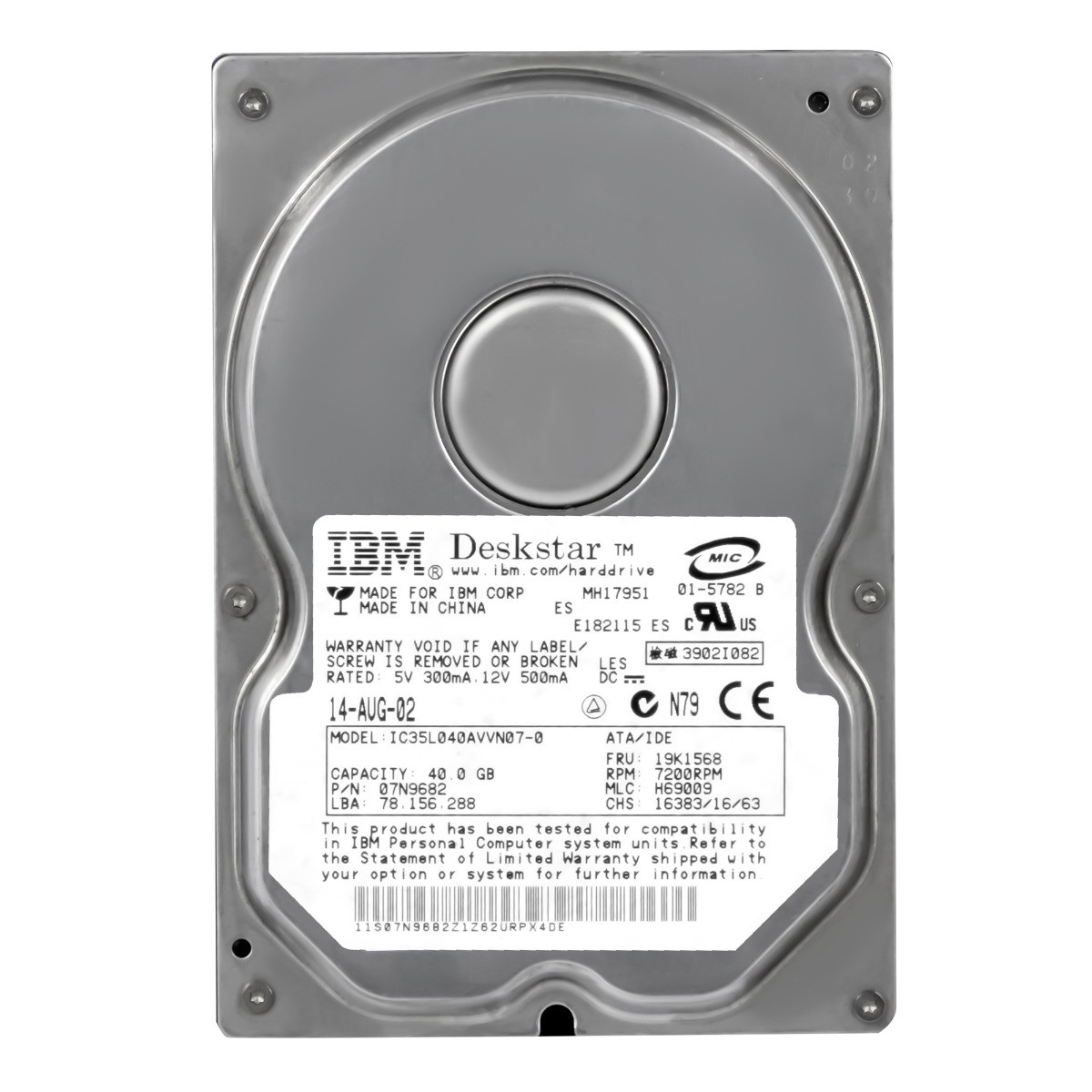 IBM DeskStar 120GXP 07N9682 40 GB 7.2 K RPM 2 MB 3.5 Inch IC35L040AVVN07-0