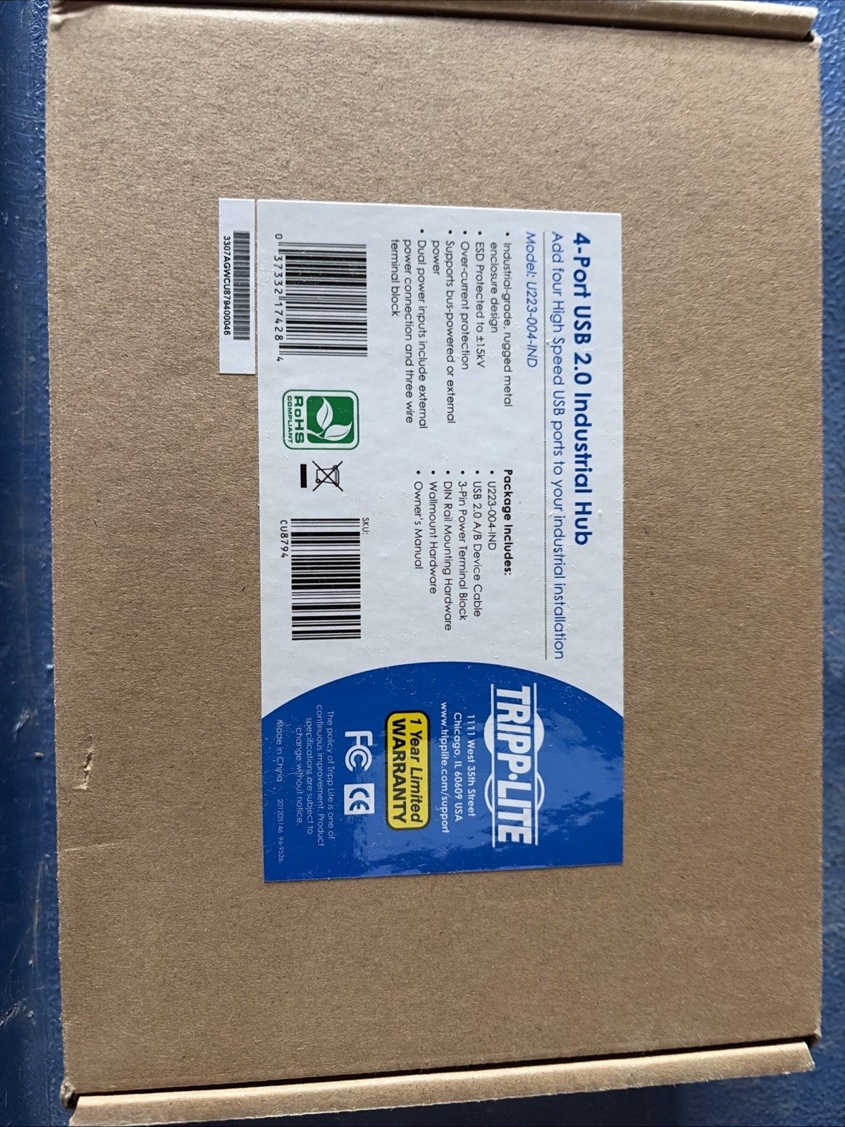 Tripp Lite U223-004-IND 4-Port USB 2.0 Industrial Hub