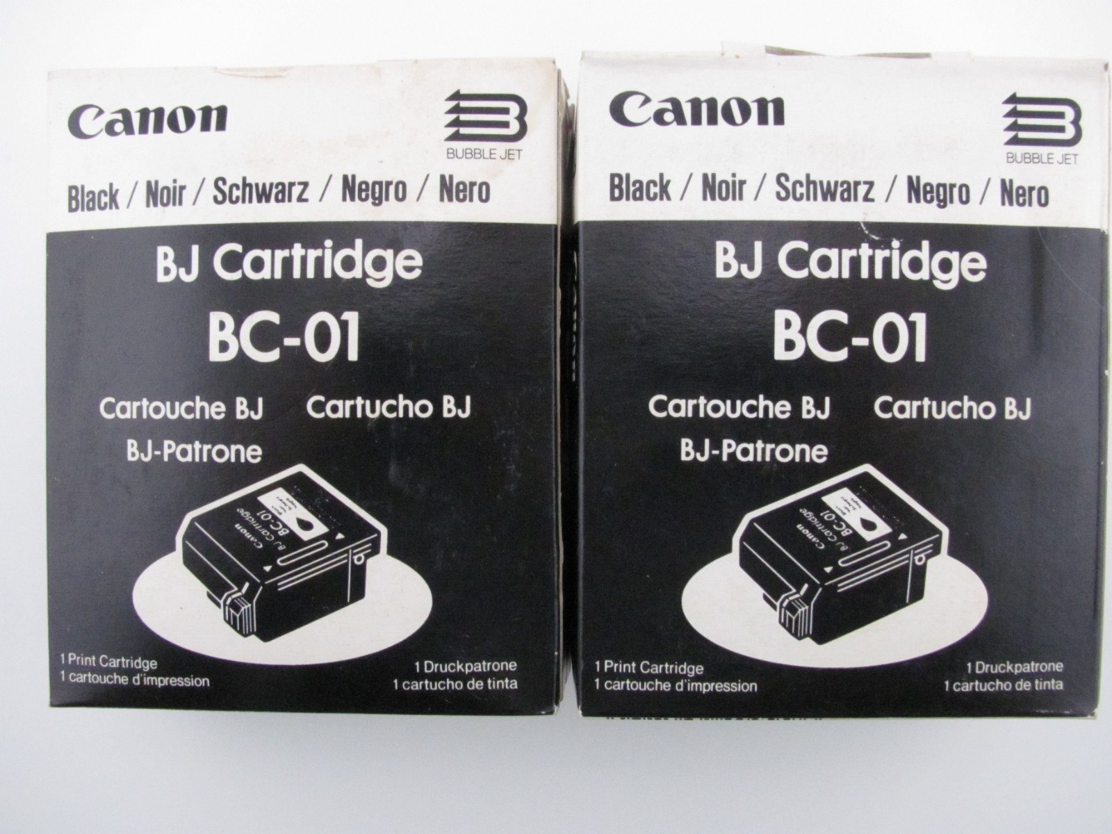 Lot 2 Genuine Canon BJ BC-01 Black Ink Cartridges OEM Sealed Open Box Original