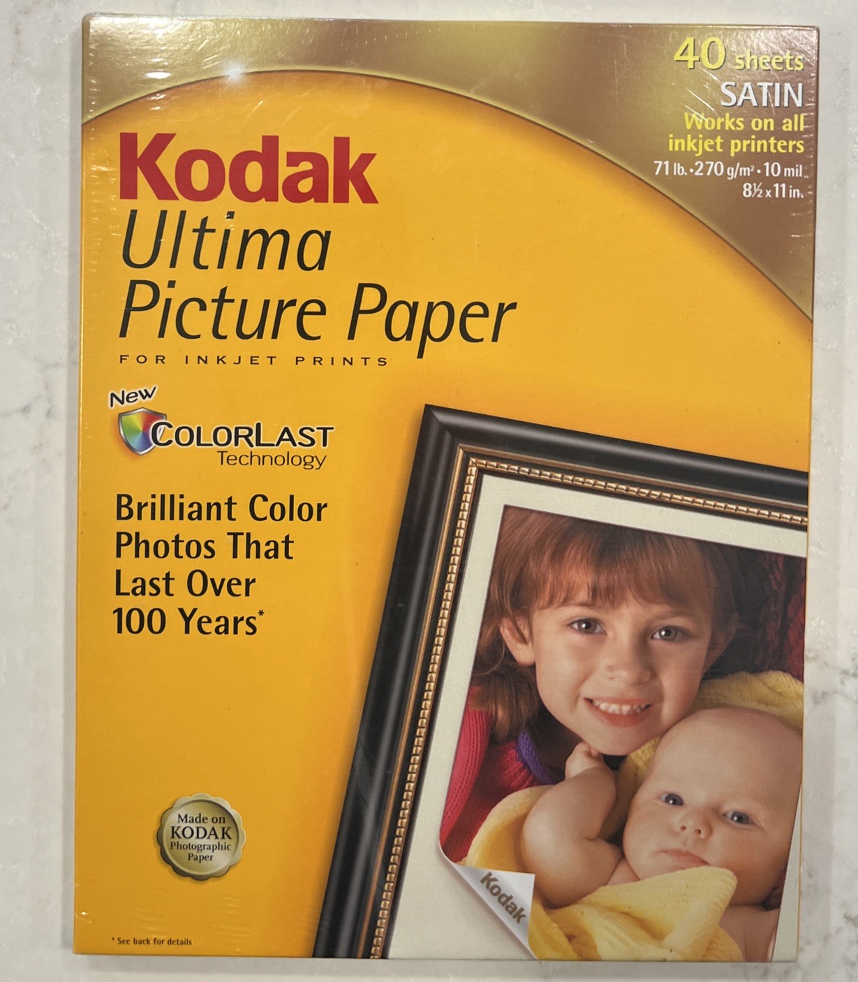 KODAK PREMIUM INKJET SATIN ULTIMA PICTURE PAPER 40 SHEETS 8.5 x 11 10 MIL SEALED