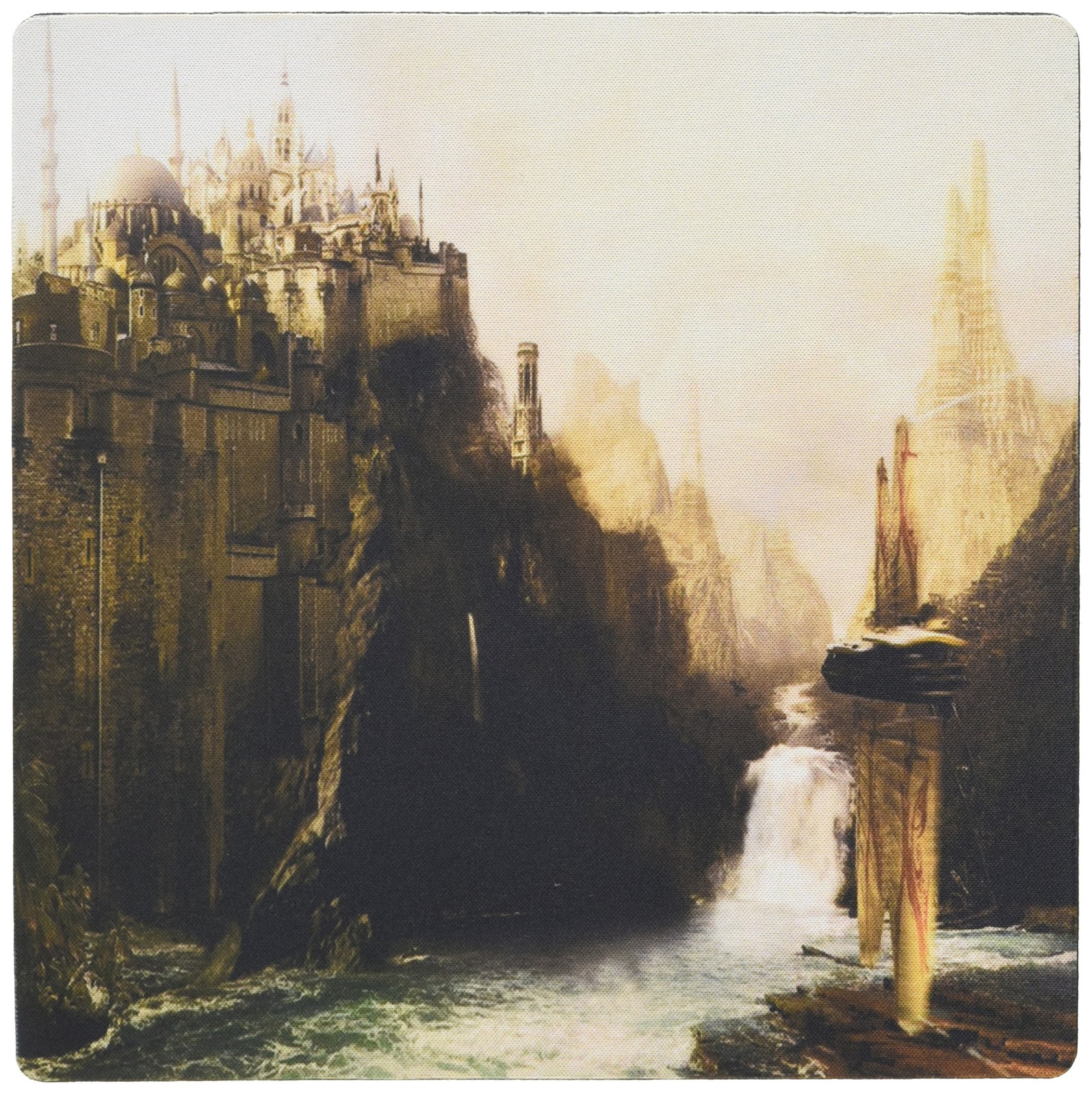3dRose LLC 8 x 8 x 0.25 Inches Mouse Pad, Fantasy Castles and Waterfall...