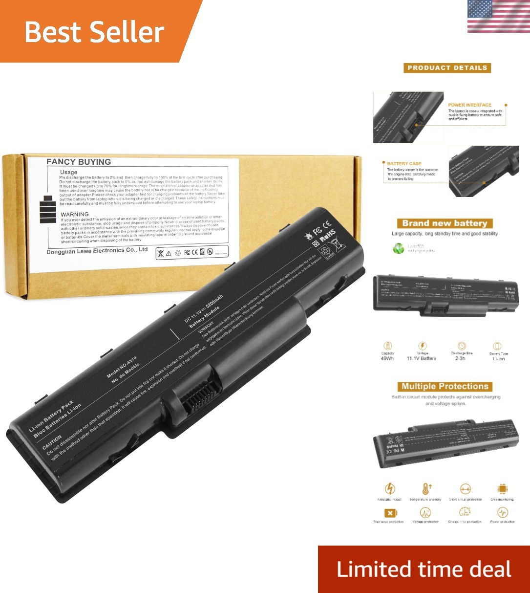 Durable AS07A31 Battery for Acer 5732Z, 4730Z - 5200mAh with Safety Protections
