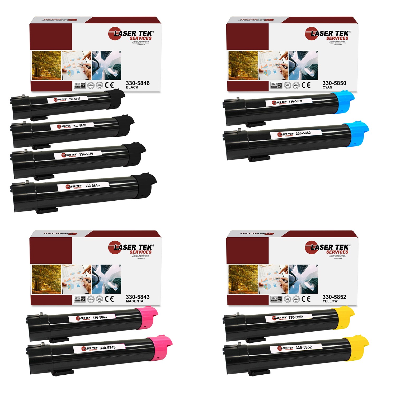 10Pk LTS 330-5846 330-5850 330-5843 330-5852 Compatible for Dell 5130CDN Toner