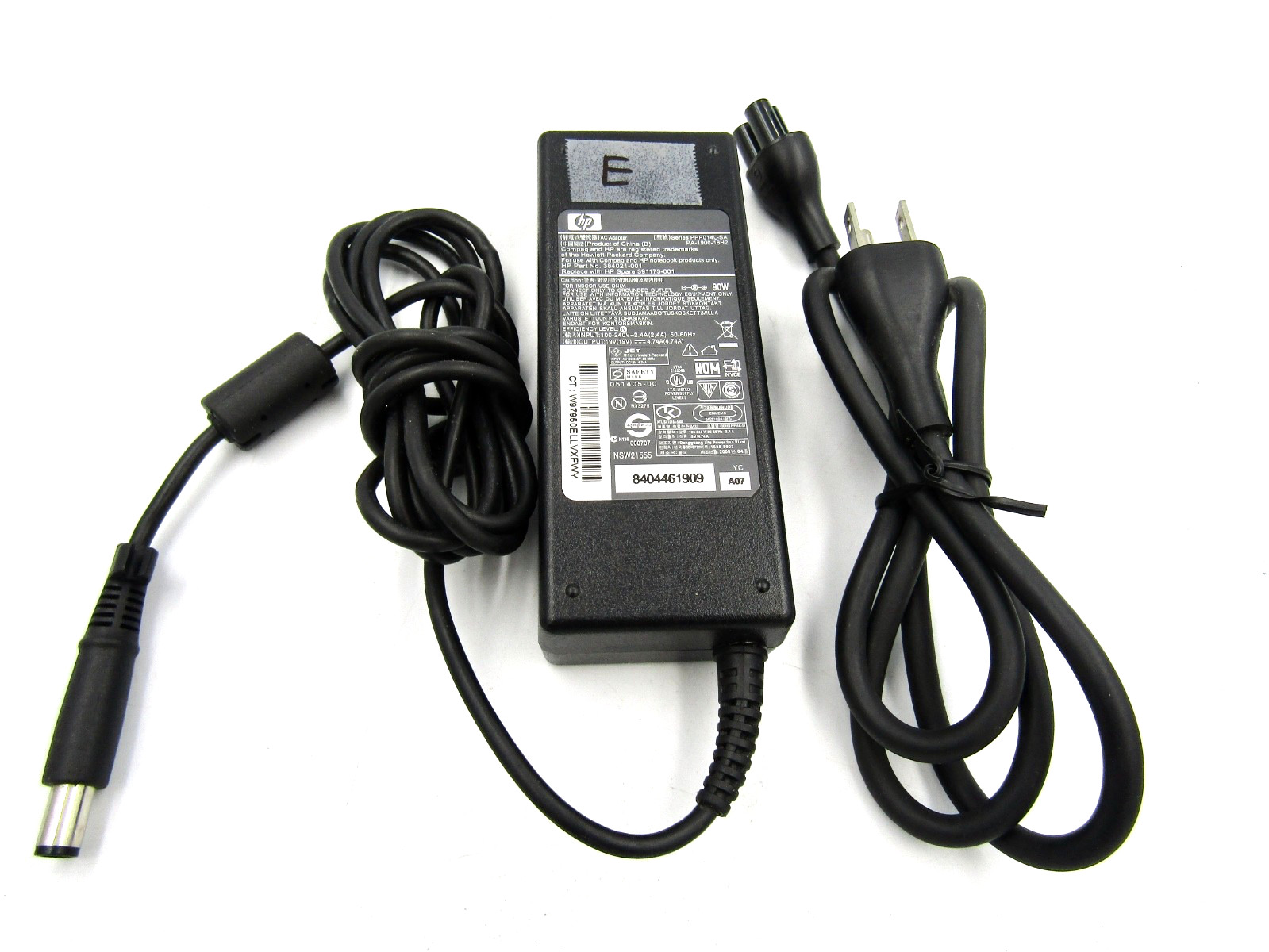 HP 384021-001 19V 4.74A 90W Genuine Power Adapter Charger w/ 7.4mm Tip - Used