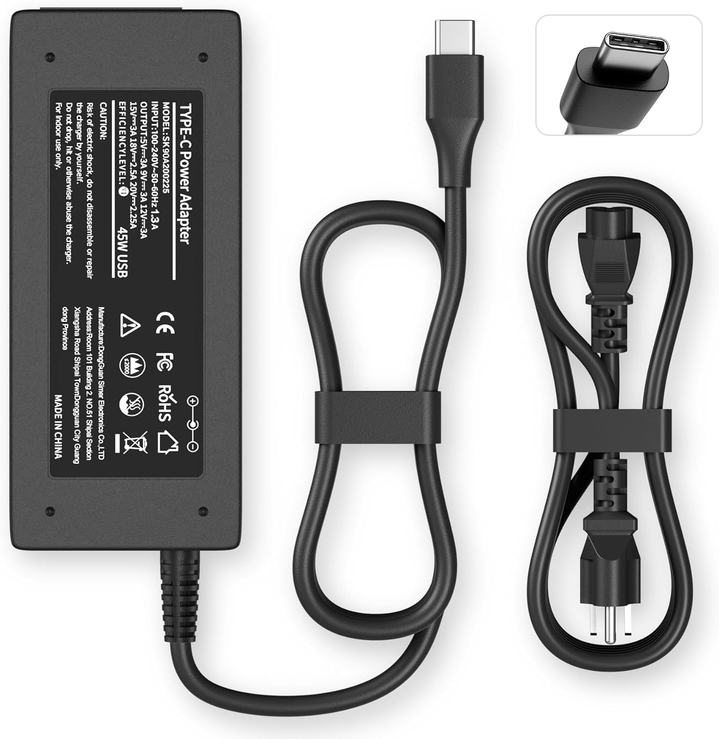 USB C Laptop Charger 45W Compatible with hp chromebook/Spectre X360, Lenovo Thin