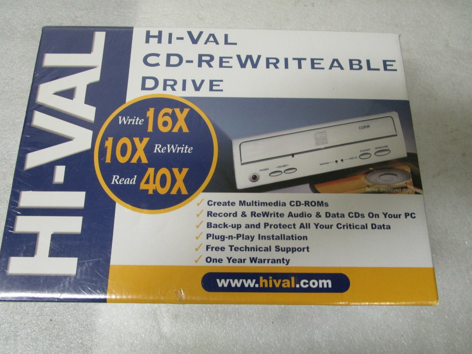 Hi-Val CD-Rewriteable Drive Internal 16x 10X 40X  CD-R CD-RW  New Factory Sealed