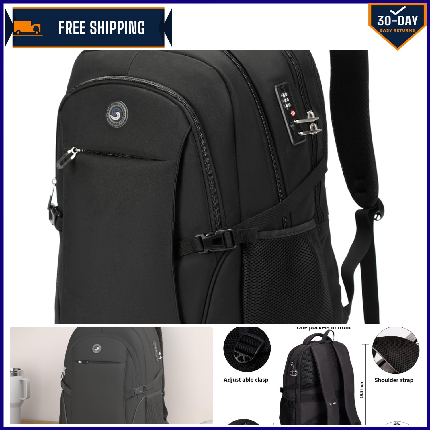 Spacious Anti-Theft Travel Laptop Backpack for 17-Inch Laptops - Water Resistant