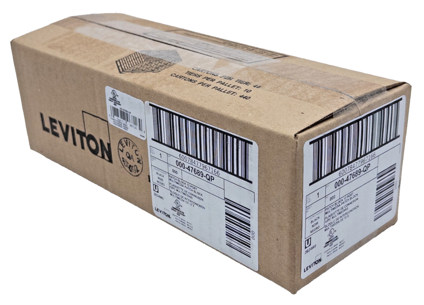 Leviton 47689-QP 12-Port Multimedia Patch Block Black