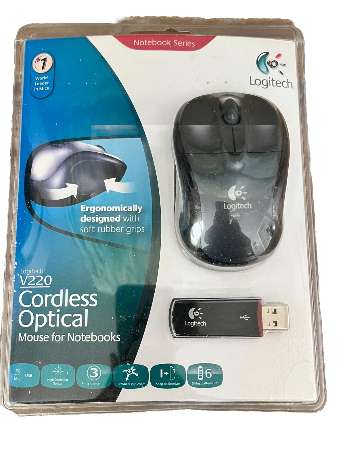 Logitech V220 Cordless Optical Mouse for Notebooks Laptops New Unopened Computer