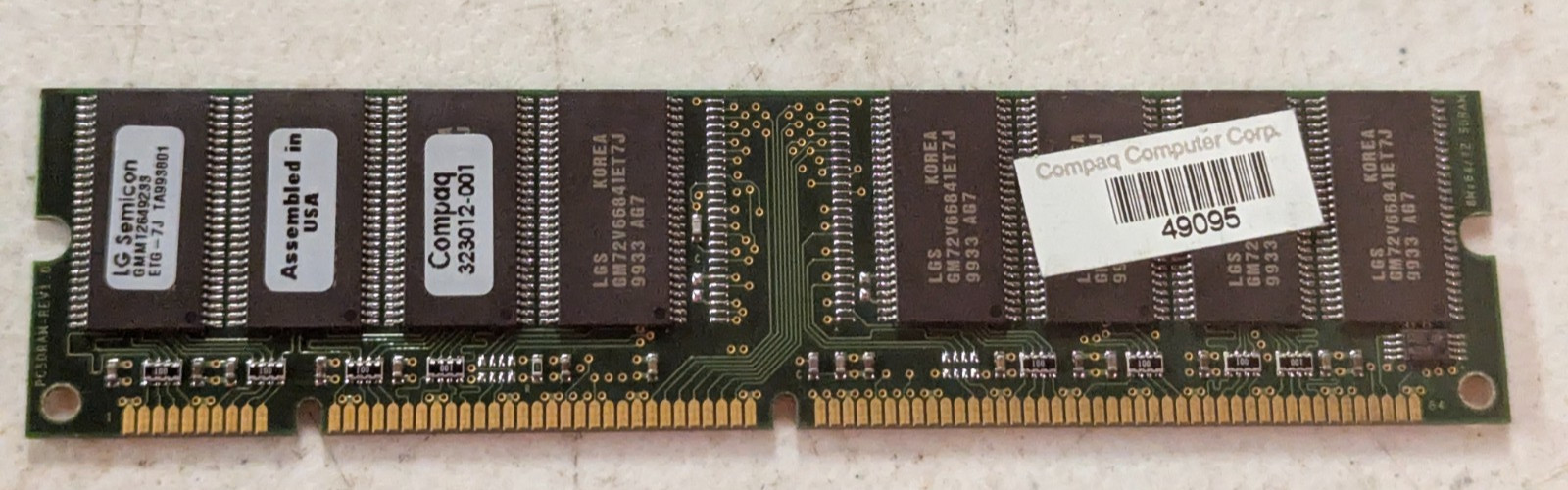323012-001 Compaq 64MB PC100 SDRAM 168-Pin DIMM Memory LG Semicon