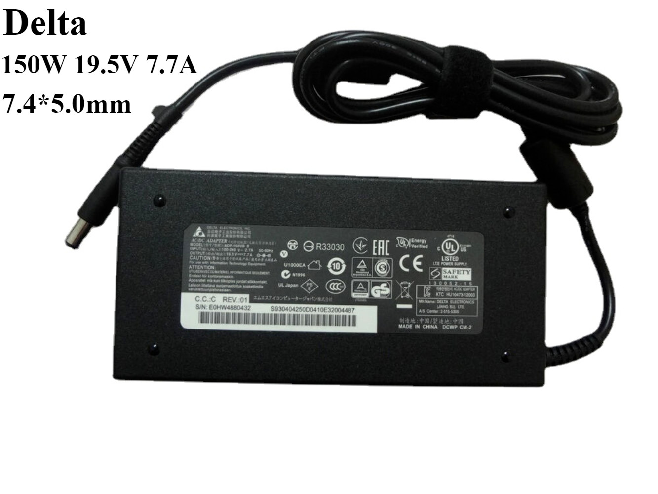 Genuine Delta 150W 19.5V 7.7A Charger for MSI GL63 8RD-012 7.4*5.0mm AC Adapter