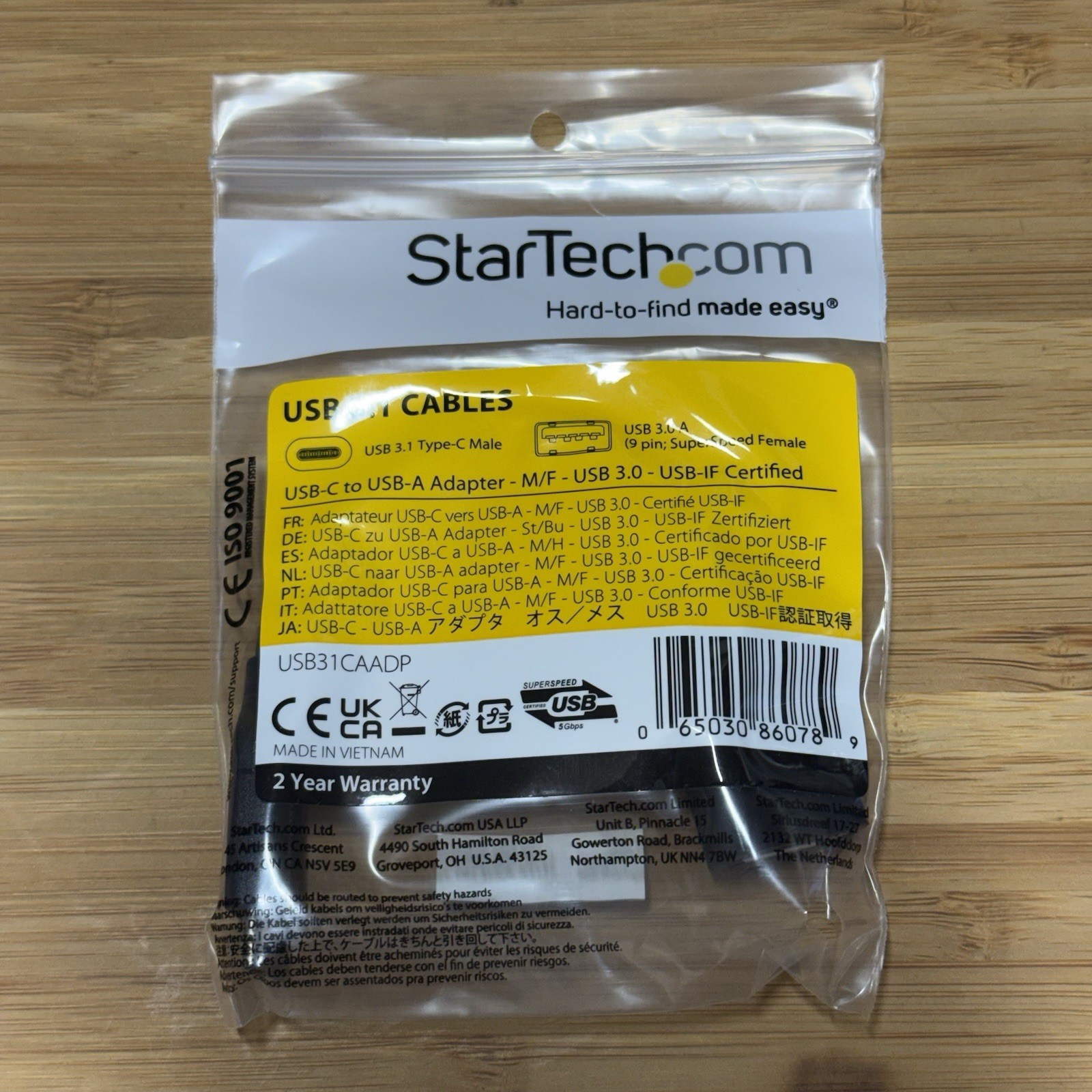 StarTech USB31CAADP 6in USB-C Male to USB-A Female Adapter Cable 5Gbps
