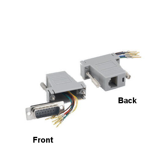 [10X] DB15 Male to RJ-45(8P8C) Female Modular Adapter Converter Serial Gray