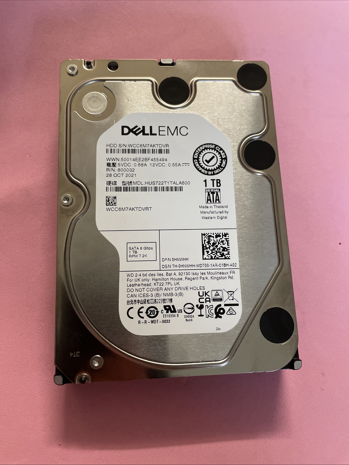 ORIGINAL Dell EMC 3.5" 1TB SATA 6Gb/s 7.2K RPM HUS722T1TALA600 / WORKING /