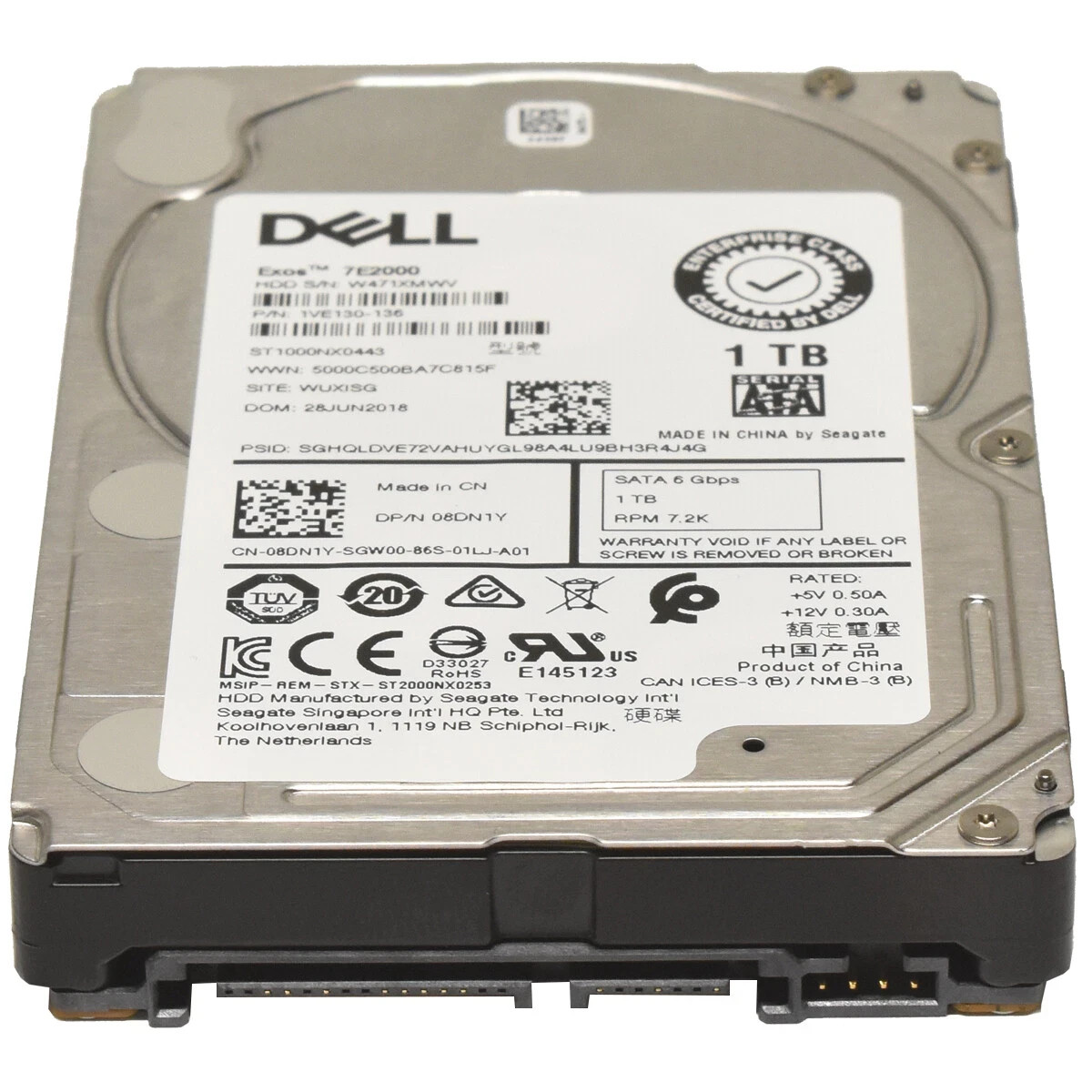 Dell Exos 7E2000 Seagate 1TB 2.5 inch SATA HDD 7.2k ST1000NX0443 08DN1Y