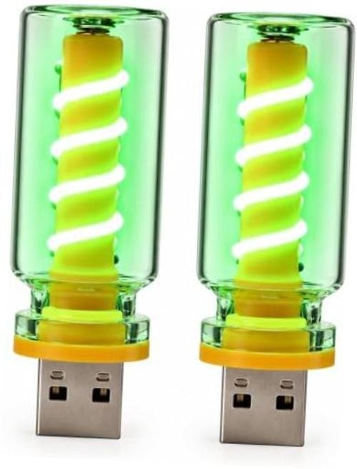 USB Night Light, 2 PCS Car Lamp with Touch Dimmer for Interior Lights Green