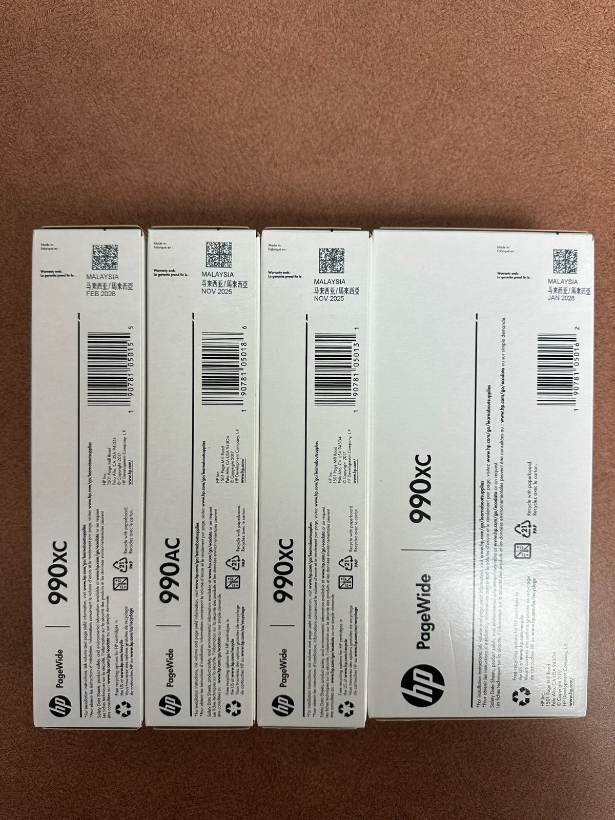 HP 990XC PageWide CYMK Ink Cartridges Set For P75050  P77750 P77950 Sealed NEW