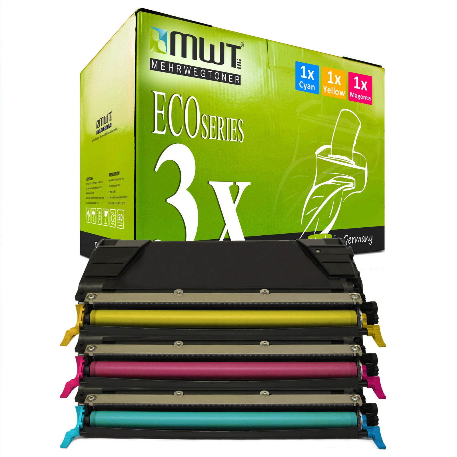 3x Eco Toner for Lexmark C-520-N C-524-N C-534-DTN C-530-DN C-522-N C-534-DN