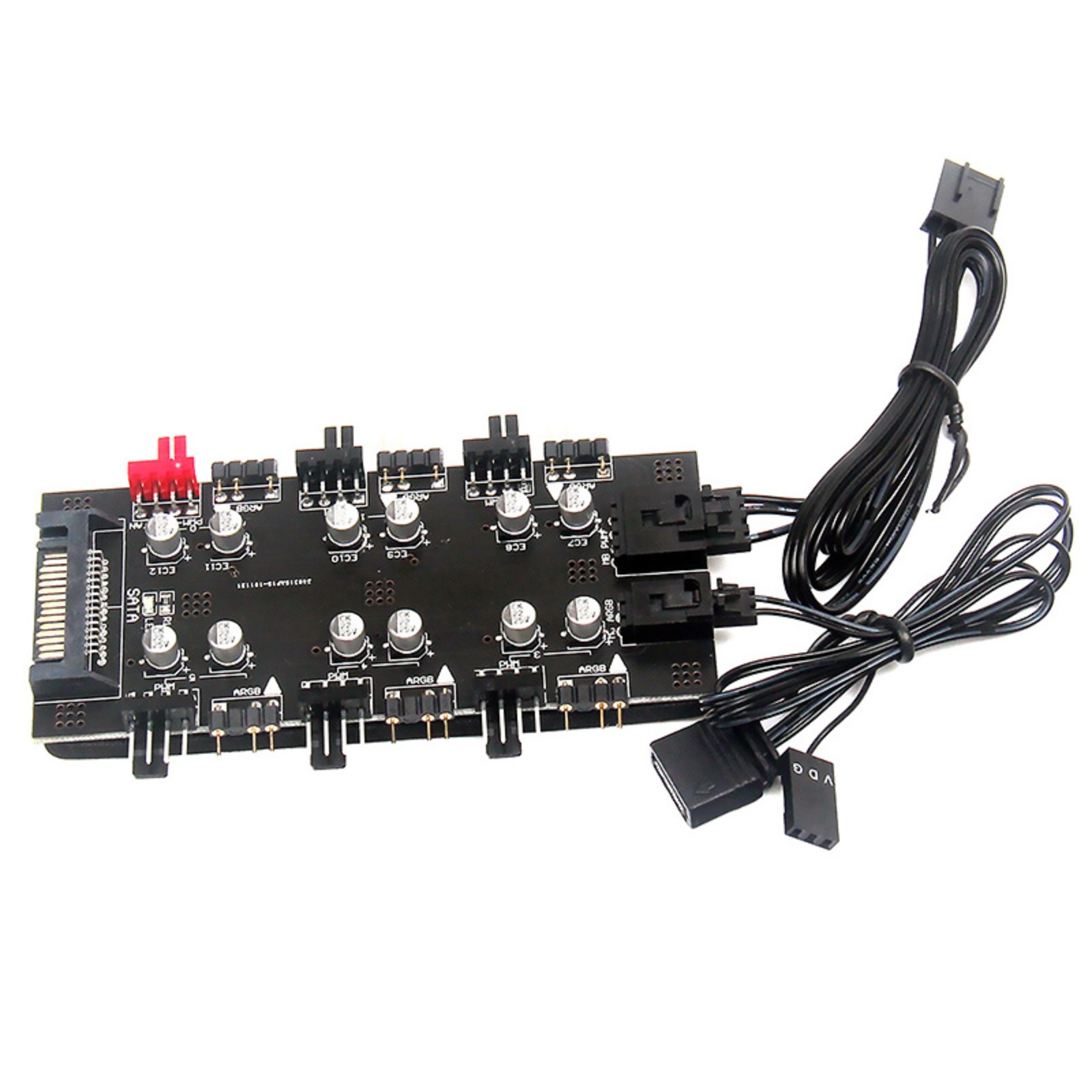 SATA 1 to 6 Way PWM/ARGB 4Pin Cooling Fan Splitter Hub With PWM Speed Controller