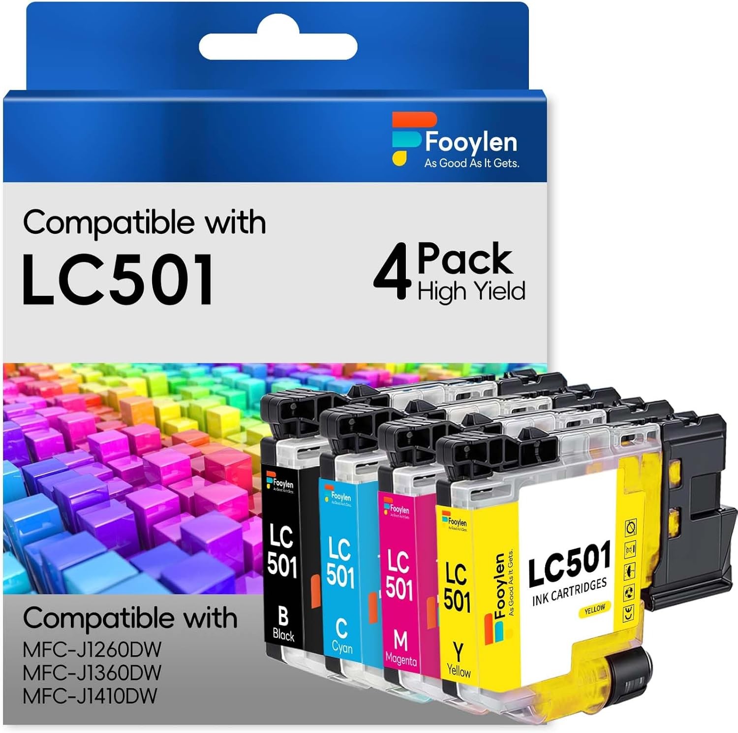 4pk LC501XL Ink Cartridges for Brother MFC-J1260DW MFC-J1360DW J1410DW LC501